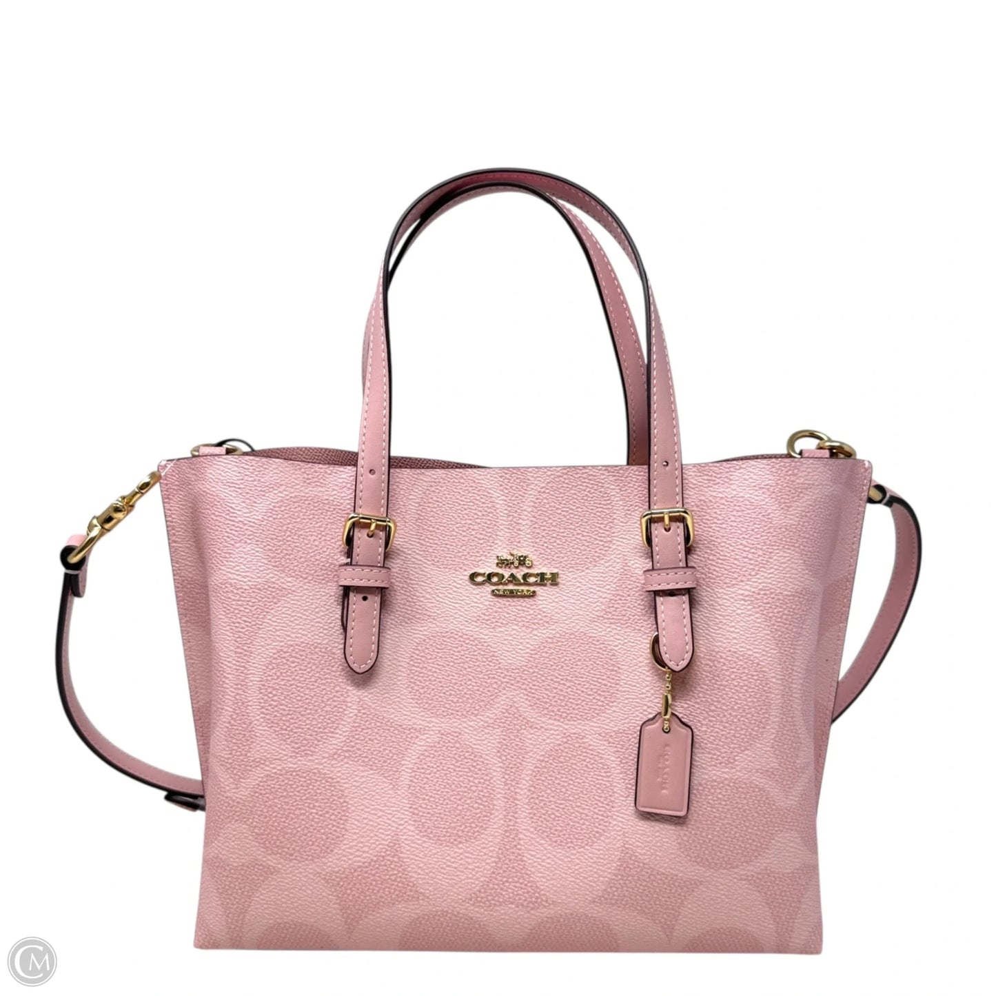 Mollie 25 Tote Designer By Coach In Powder Pink Coated Canvas, Size: Medium