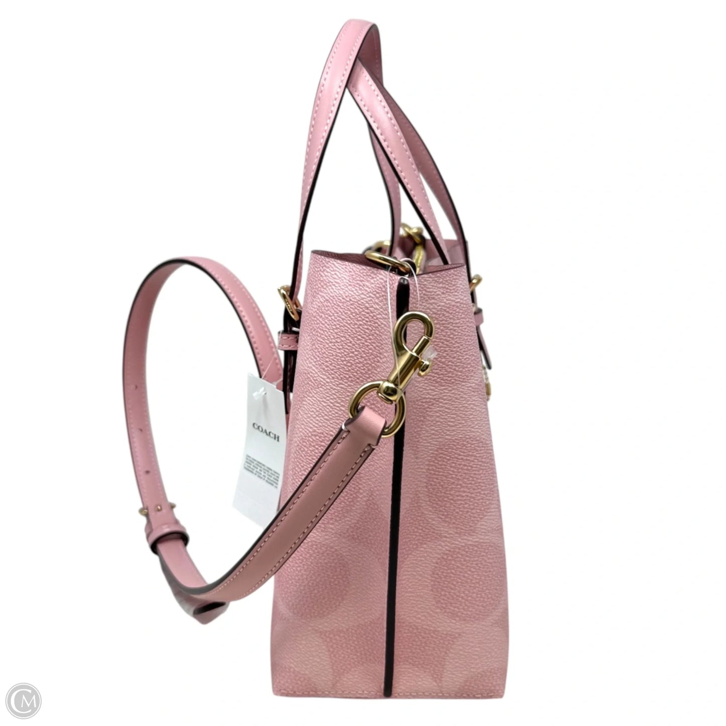 Mollie 25 Tote Designer By Coach In Powder Pink Coated Canvas, Size: Medium