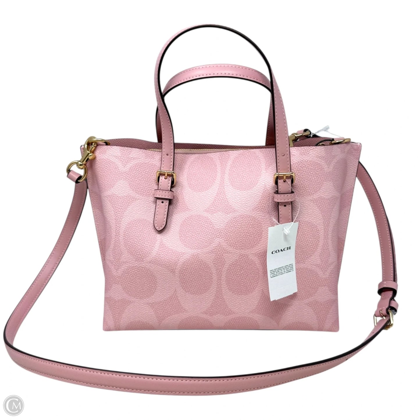Mollie 25 Tote Designer By Coach In Powder Pink Coated Canvas, Size: Medium