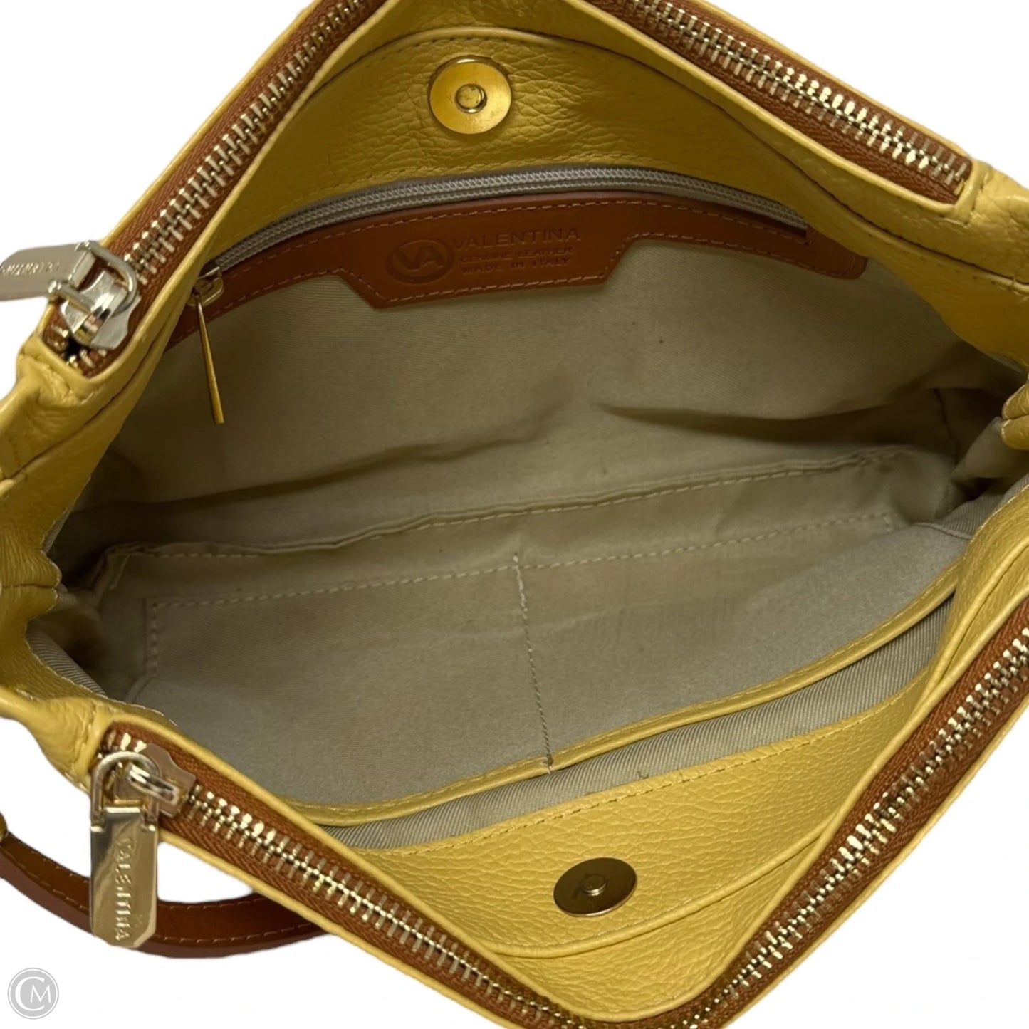 Double Zip Handbag Leather By Valentina, Size: Medium