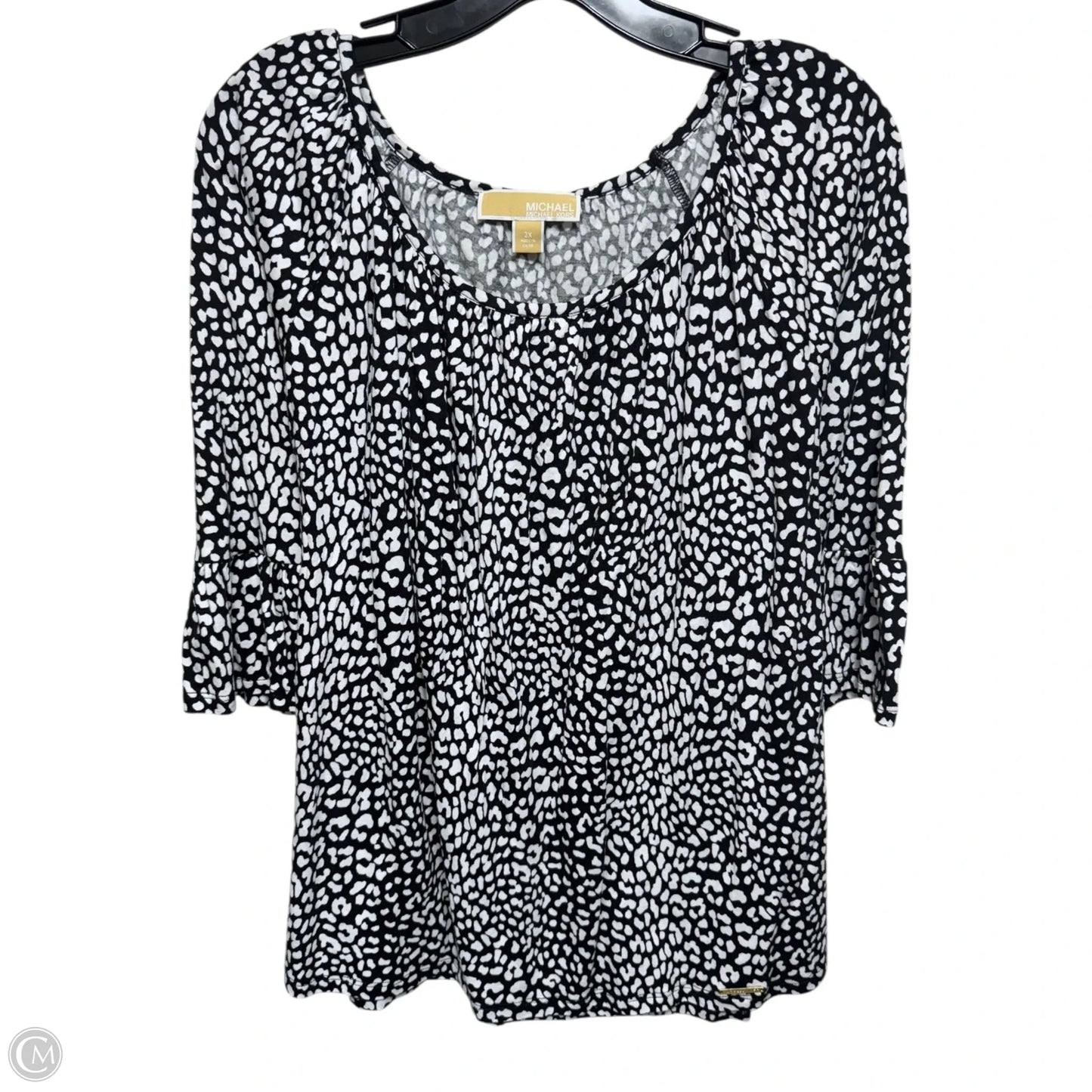Top 3/4 Sleeve By Michael By Michael Kors In Black & White, Size: 2x
