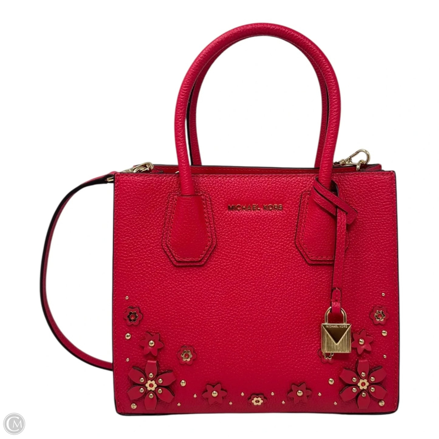 Mercer Flower Handbag Leather By Michael By Michael Kors, Size: Small