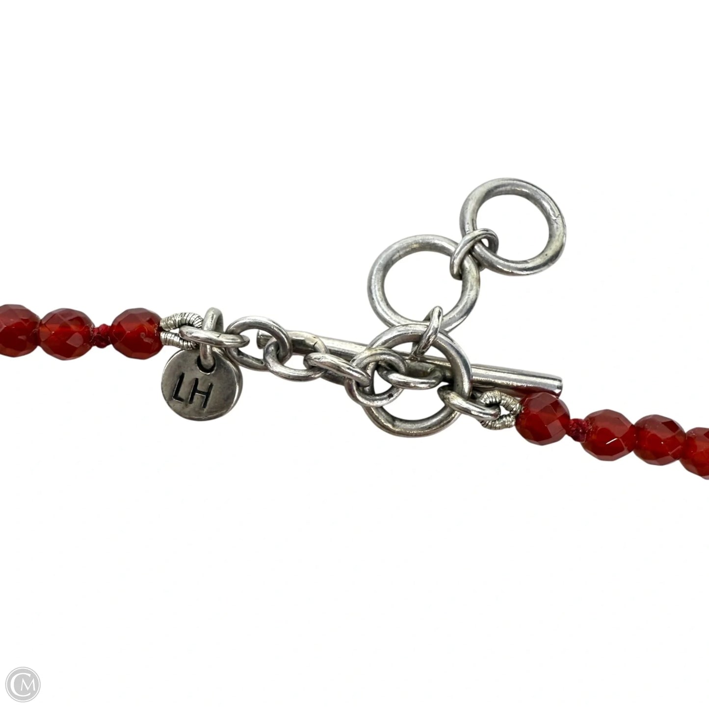 Sterling Silver & Carnelian Beaded Flower Pended Necklace