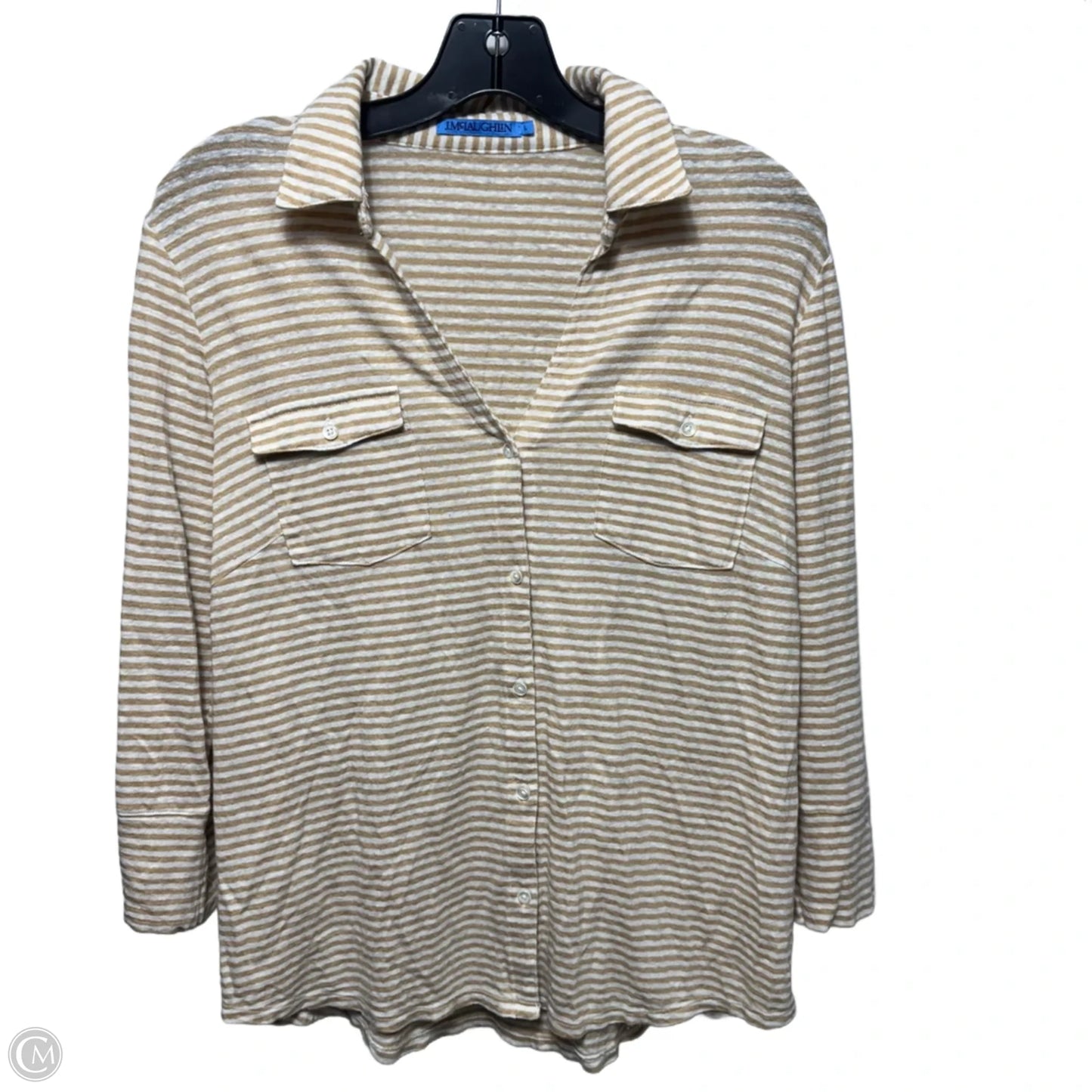 Linen Blend Top Long Sleeve By J Mclaughlin In Striped Pattern, Size: L