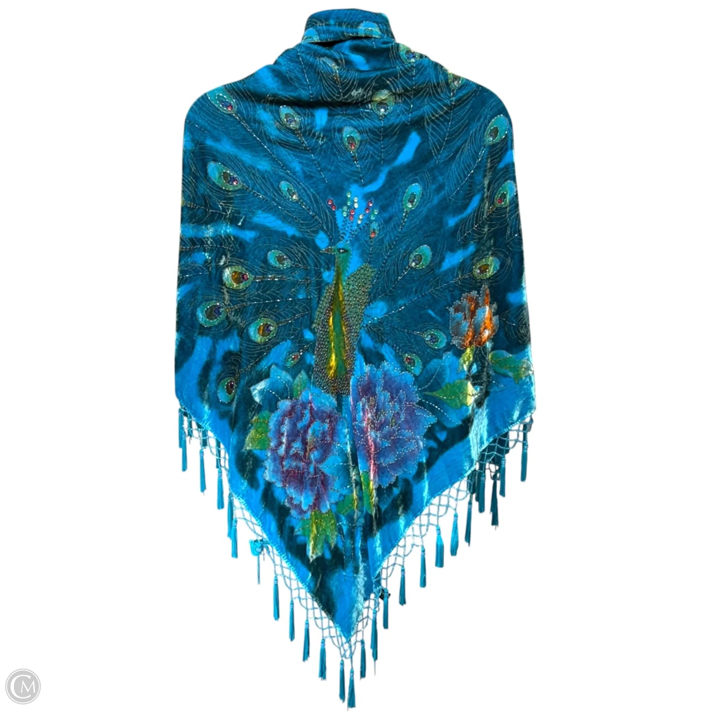 Burnout Velvet & Silk Beaded Shawl By Aris In Multi-colored