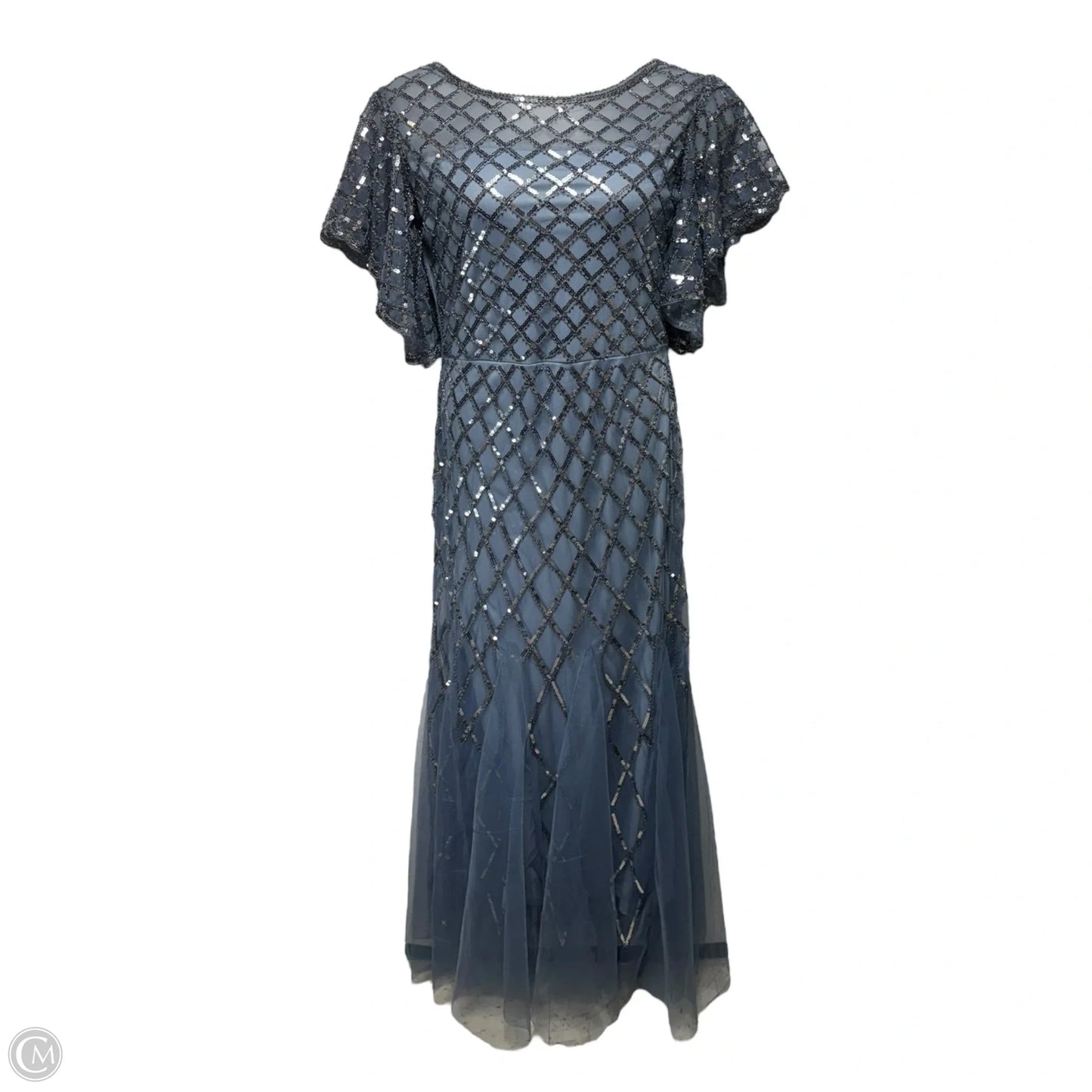 Sequined Striped Mesh Mermaid Dress By Babeyond In Blue, Size: L