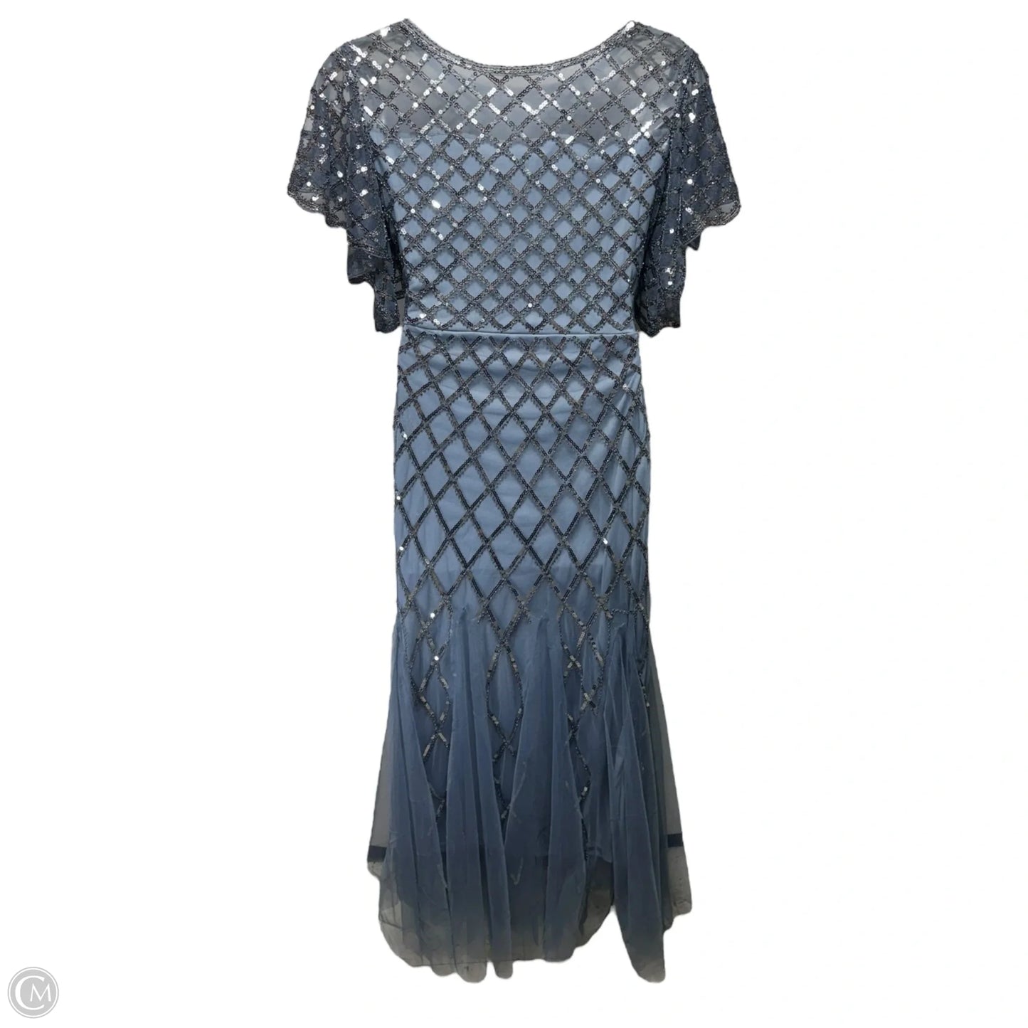 Sequined Striped Mesh Mermaid Dress By Babeyond In Blue, Size: L