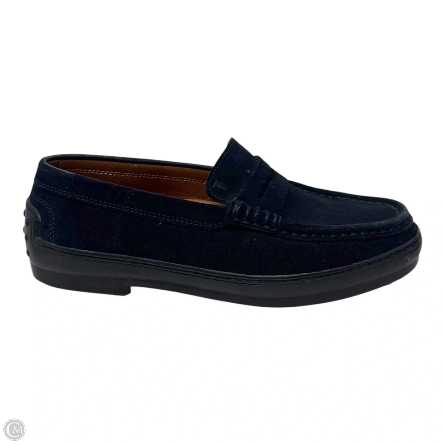 Vintage Suede Loafers Shoes Luxury Designer By Tods In Navy, Size: 7