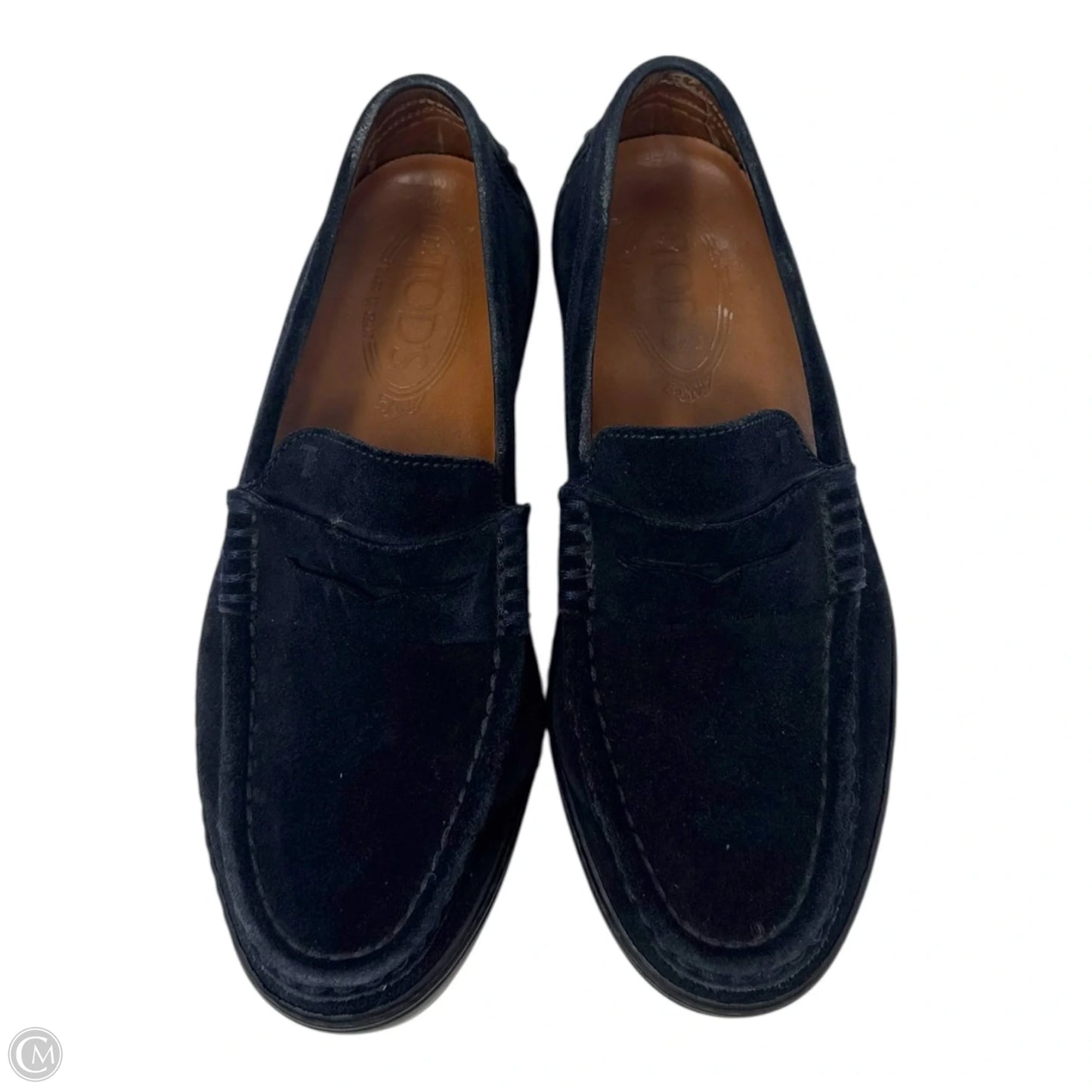 Vintage Suede Loafers Shoes Luxury Designer By Tods In Navy, Size: 7