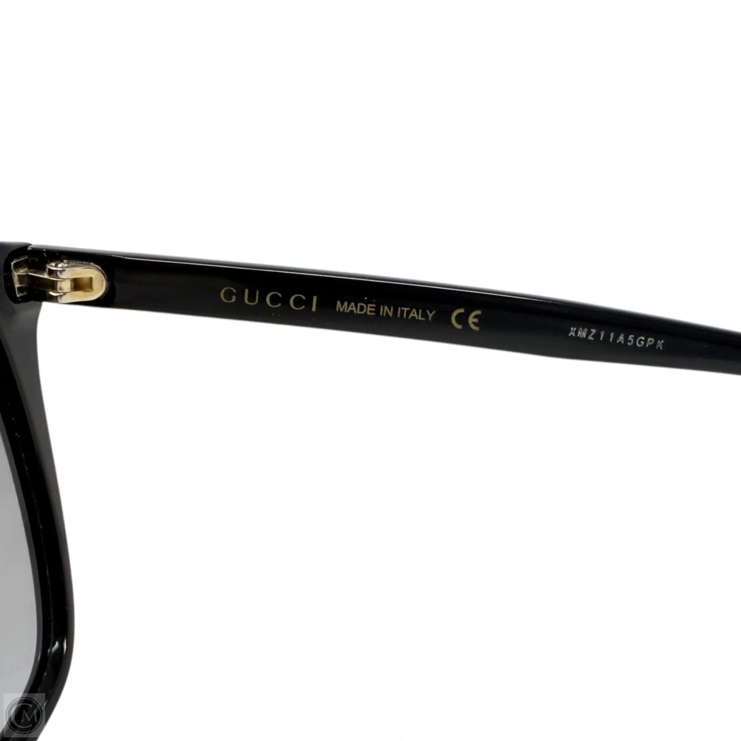 GG0022S Butterfly 57mm Sunglasses Luxury Designer By Gucci In Black Gold Logo/Grey Smoke Gradient
