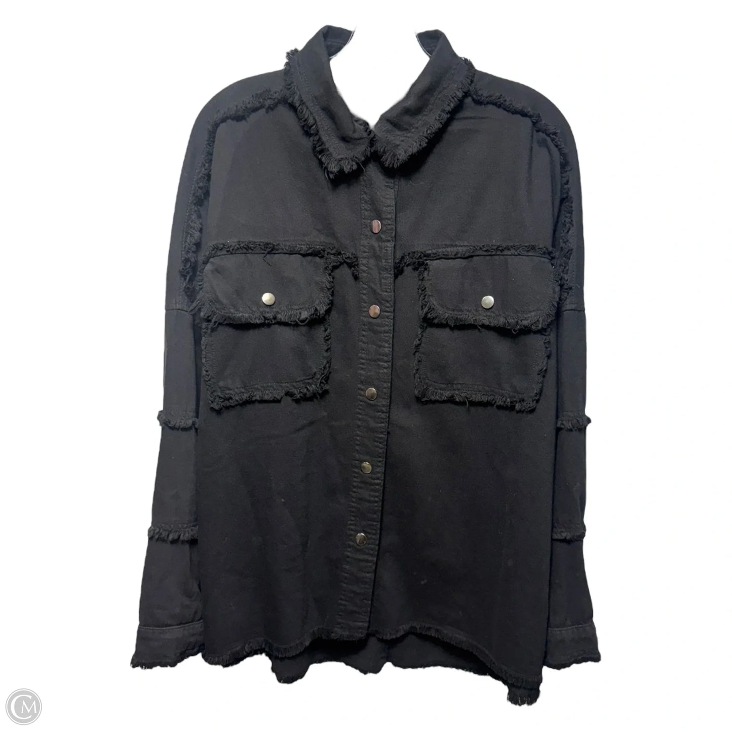 Jacket Shirt By Elan In Black & White, Size: S