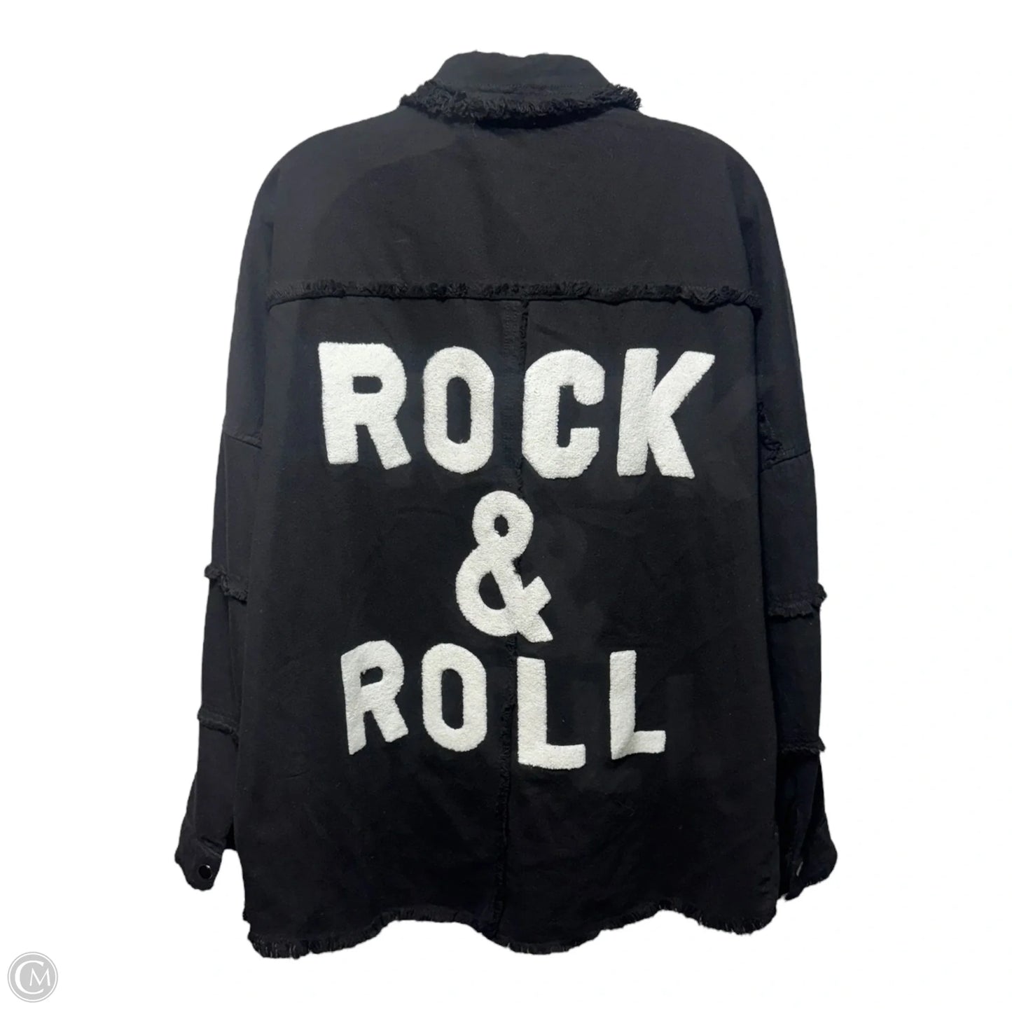 Jacket Shirt By Elan In Black & White, Size: S