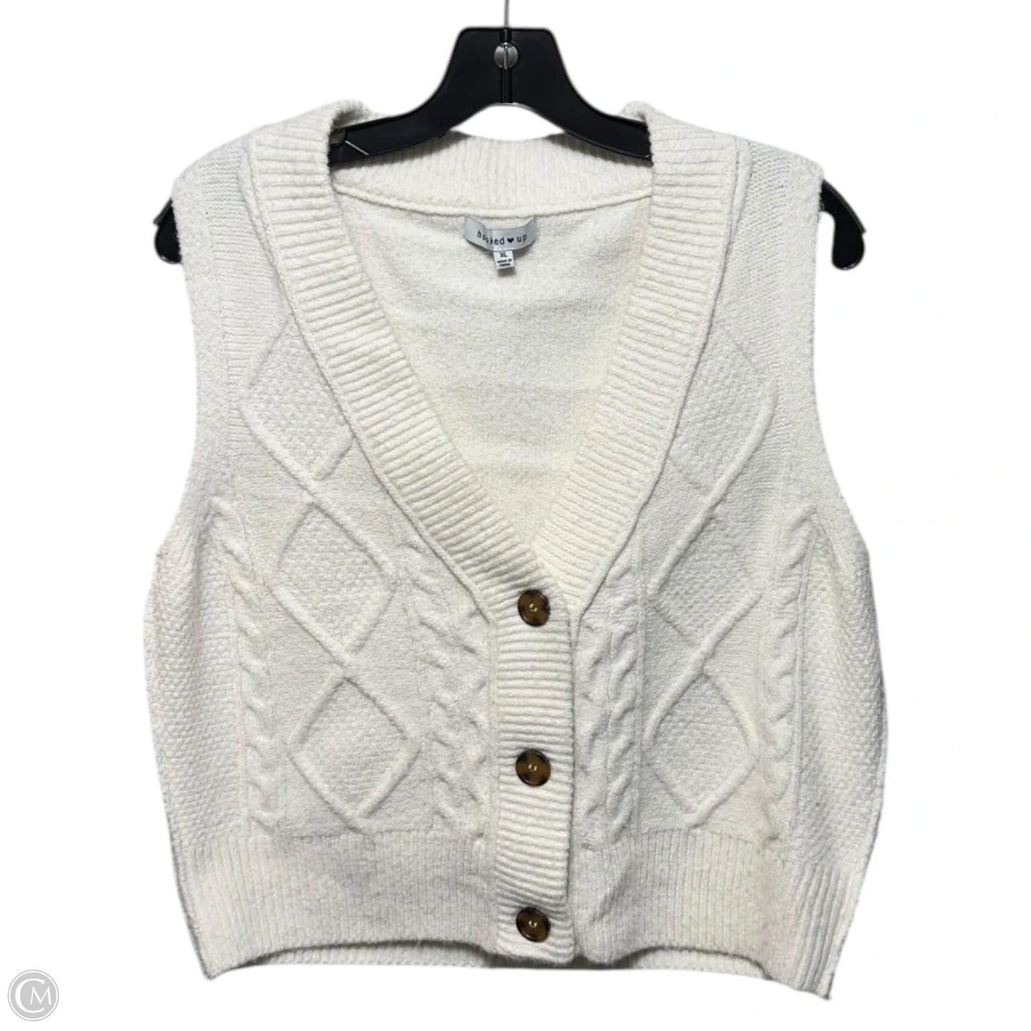 Vest Sweater By Hooked Up In Cream, Size: Xl