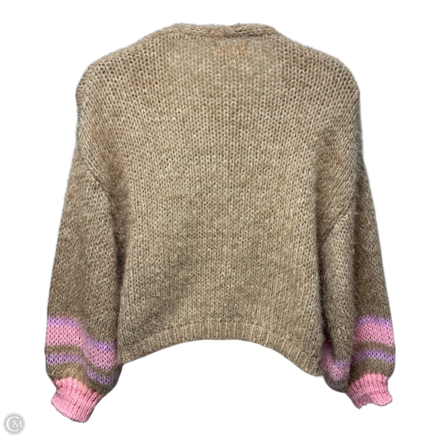Sweater Cardigan By Anthropologie In Pink & Tan, Size: Osfm