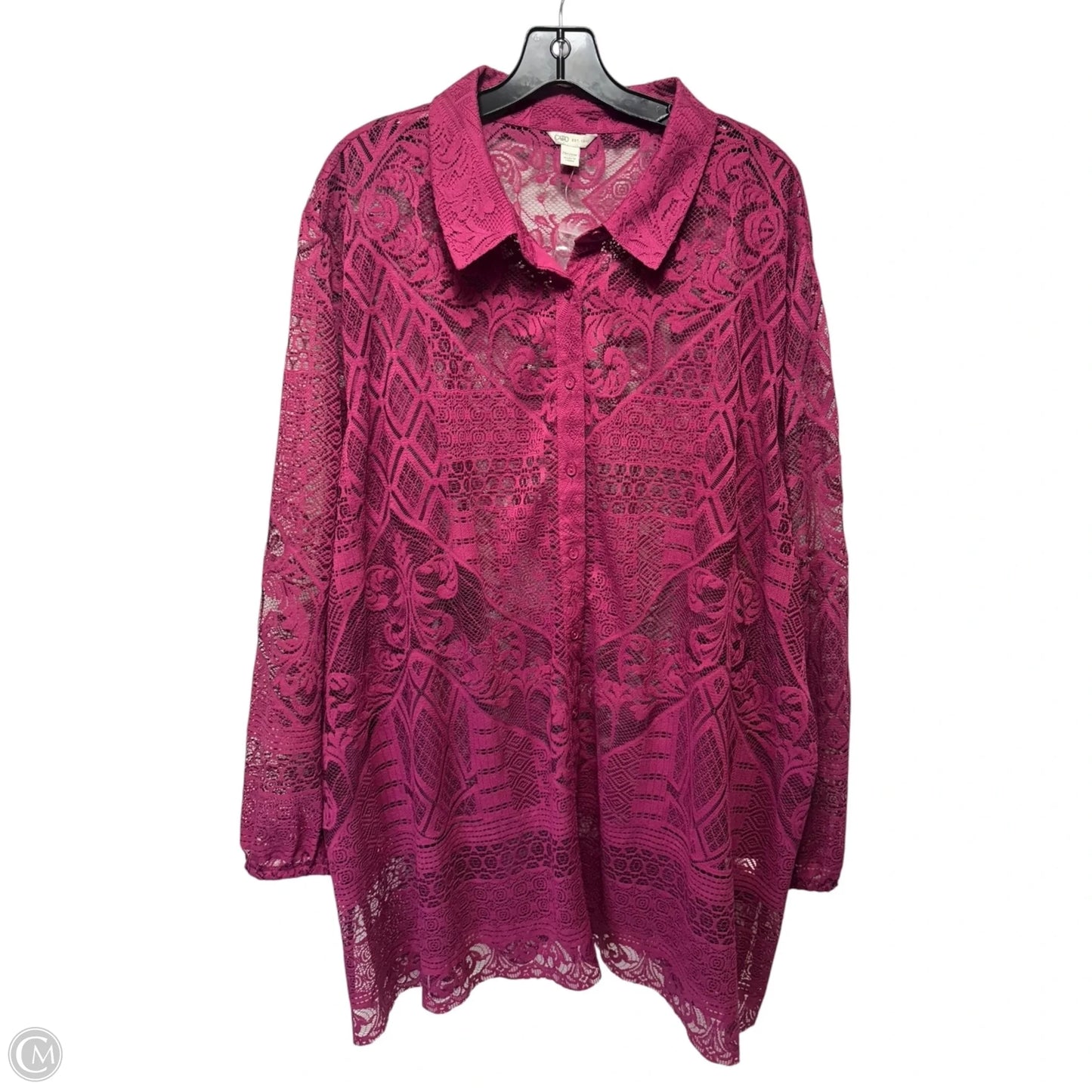 Lace Top Long Sleeve By Cato In Purple, Size: 26