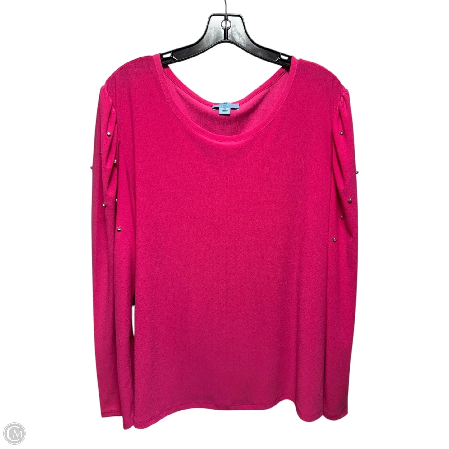 Rhinestone Top Long Sleeve By Cece In Pink, Size: 3x