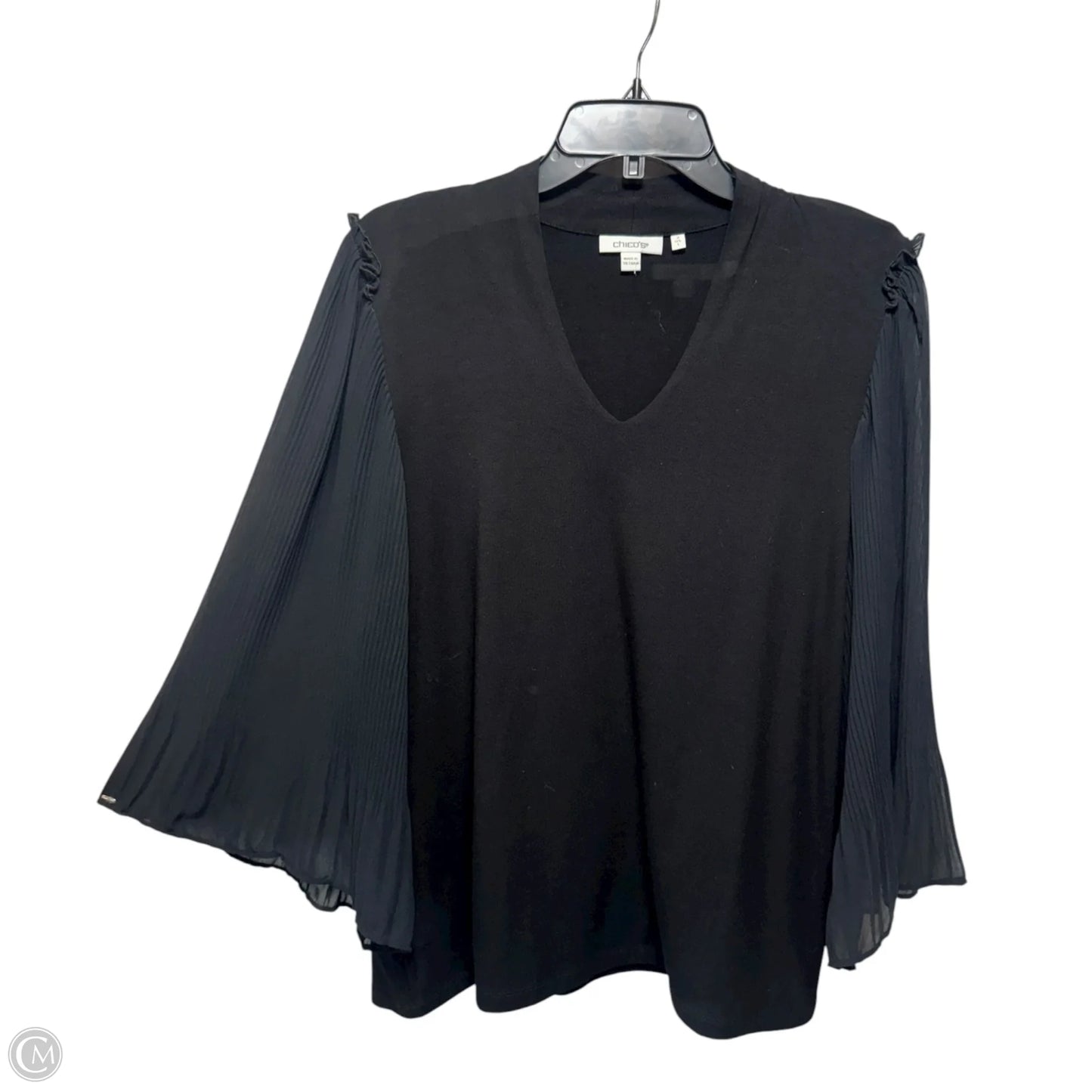 Top Long Sleeve By Chicos In Black, Size: L