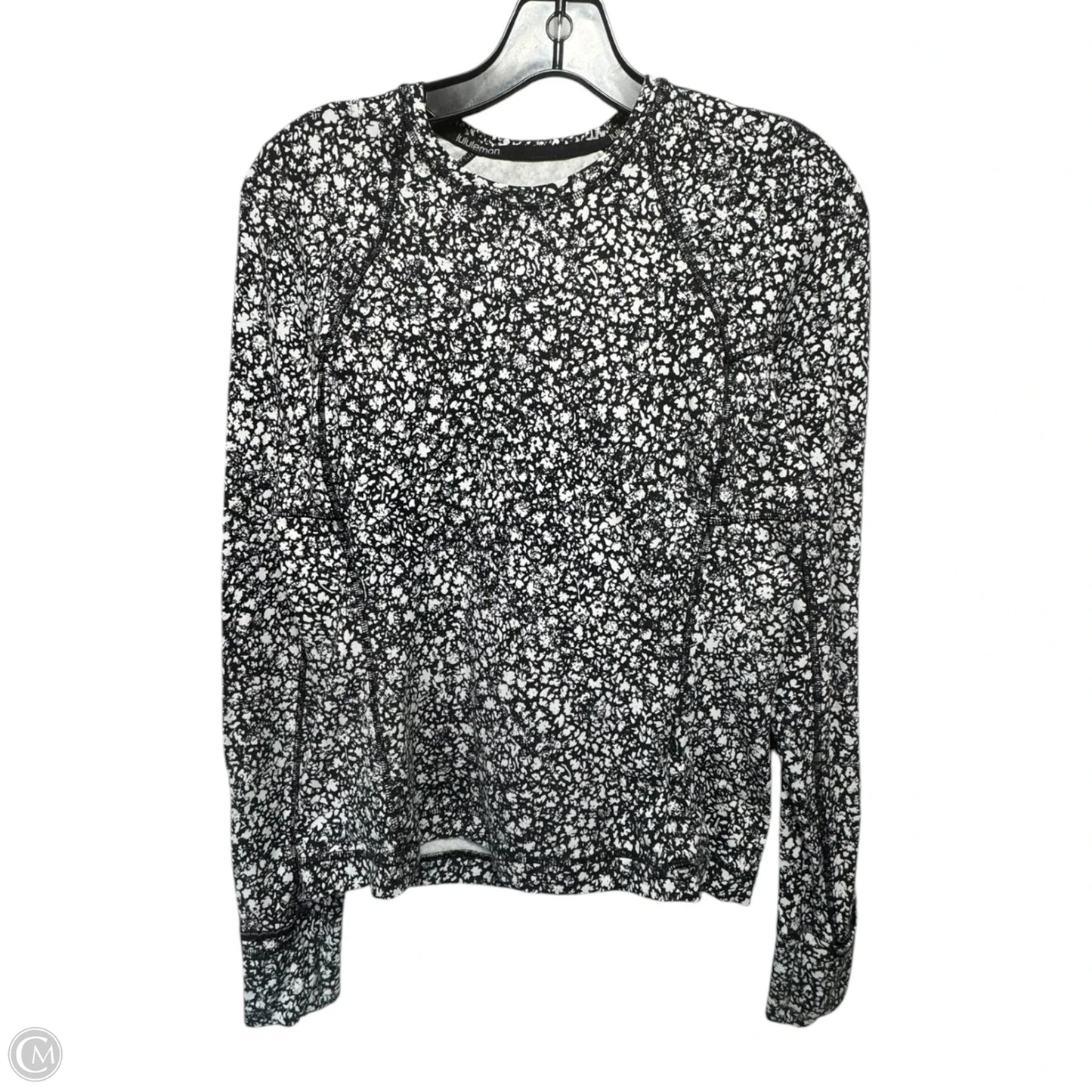 Athletic Top Long Sleeve Crewneck By Lululemon In Black & White, Size: 6