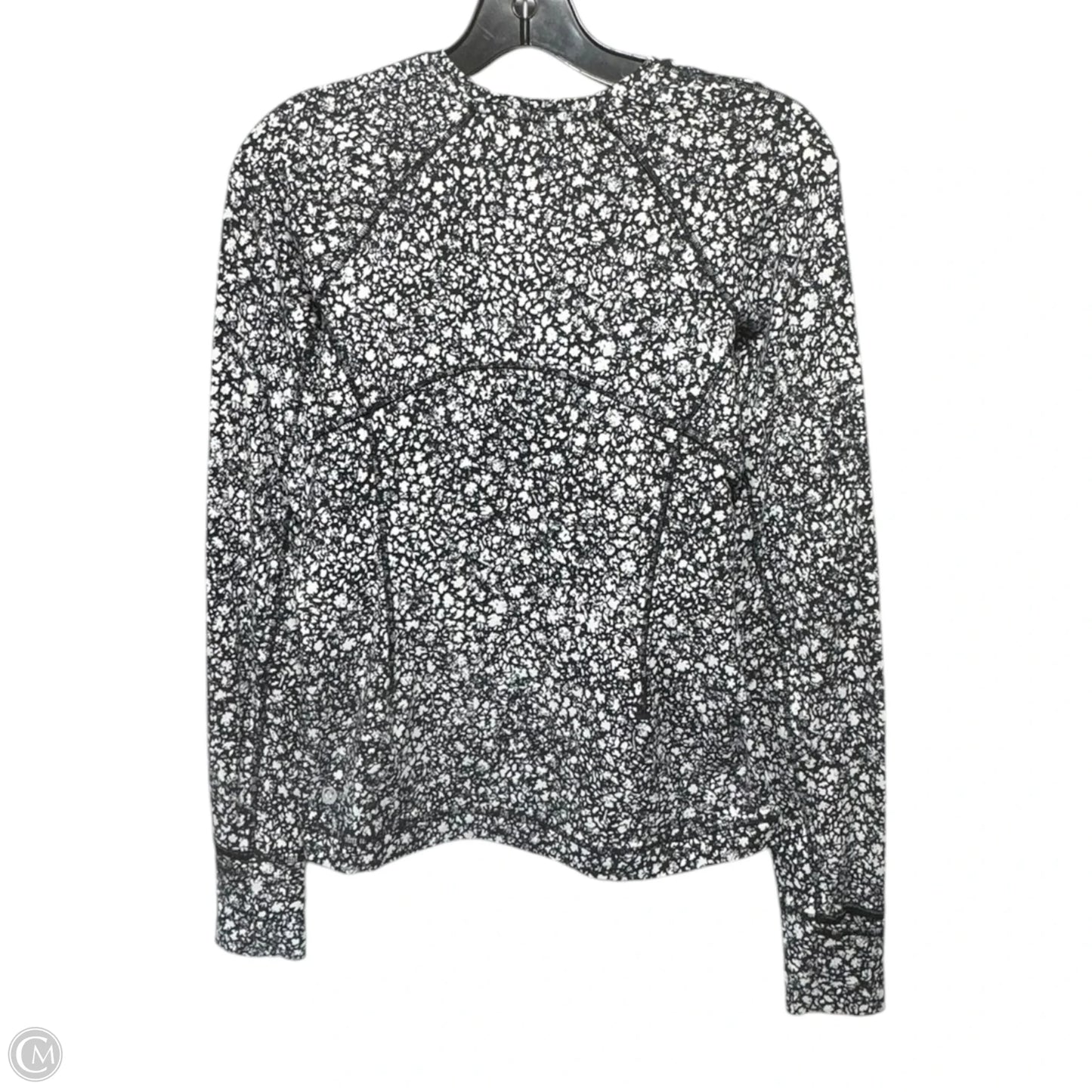 Athletic Top Long Sleeve Crewneck By Lululemon In Black & White, Size: 6