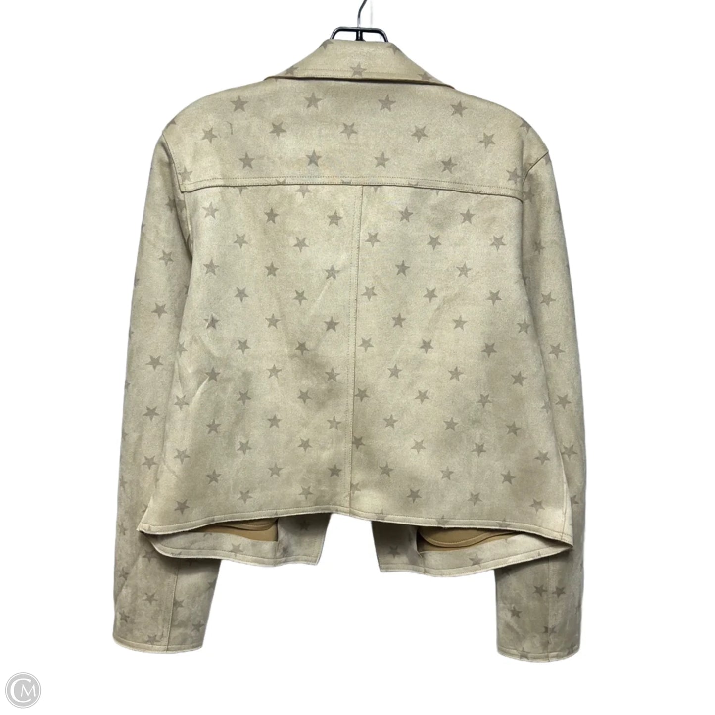 Faux Suede Star Jacket Moto By Cato In Cream, Size: M