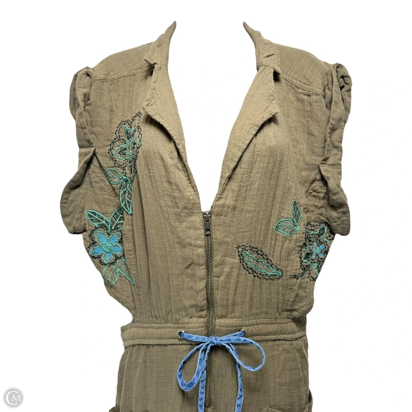 Sea Blooms Embroidered Crafty Coveralls By Free People In Green, Size: S