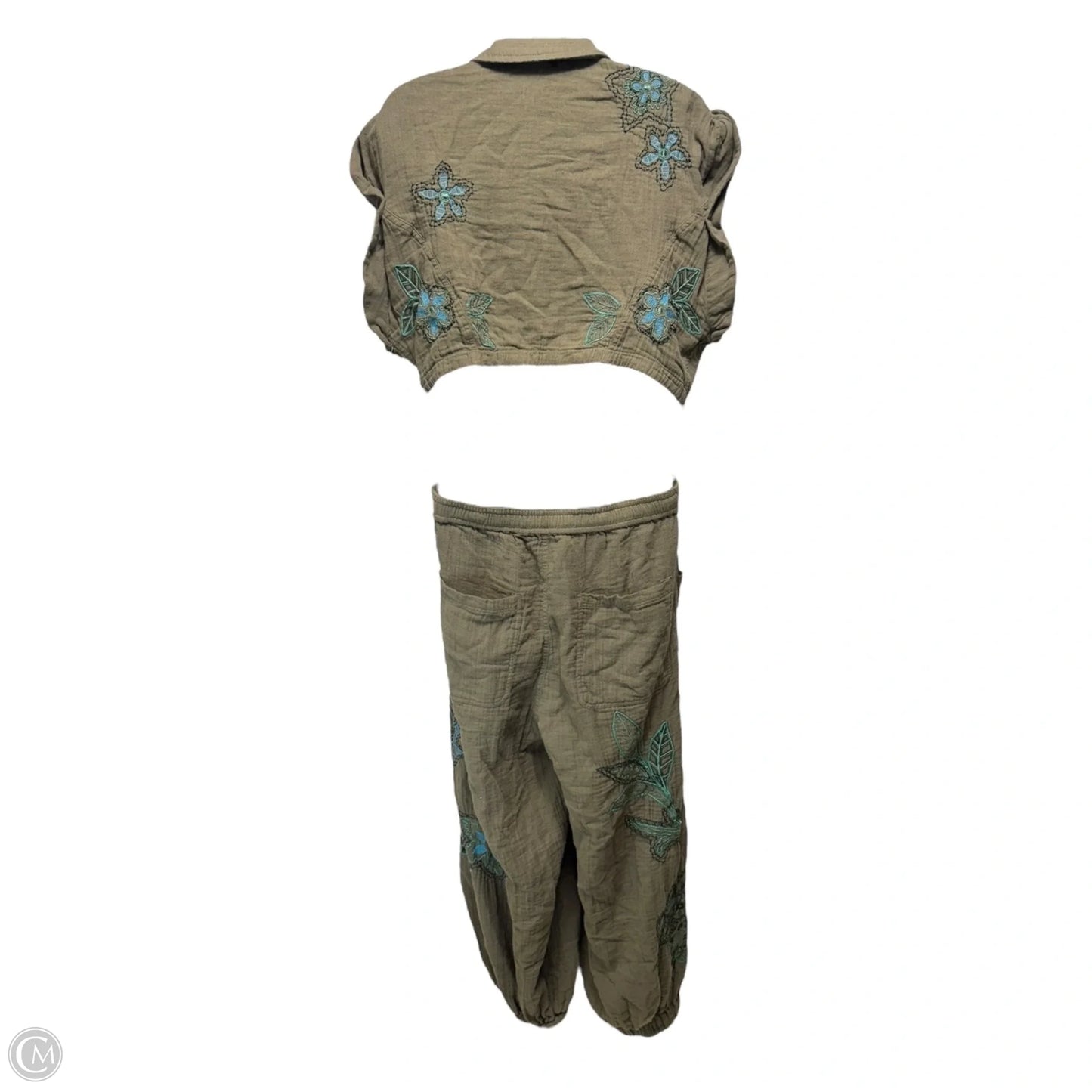 Sea Blooms Embroidered Crafty Coveralls By Free People In Green, Size: S