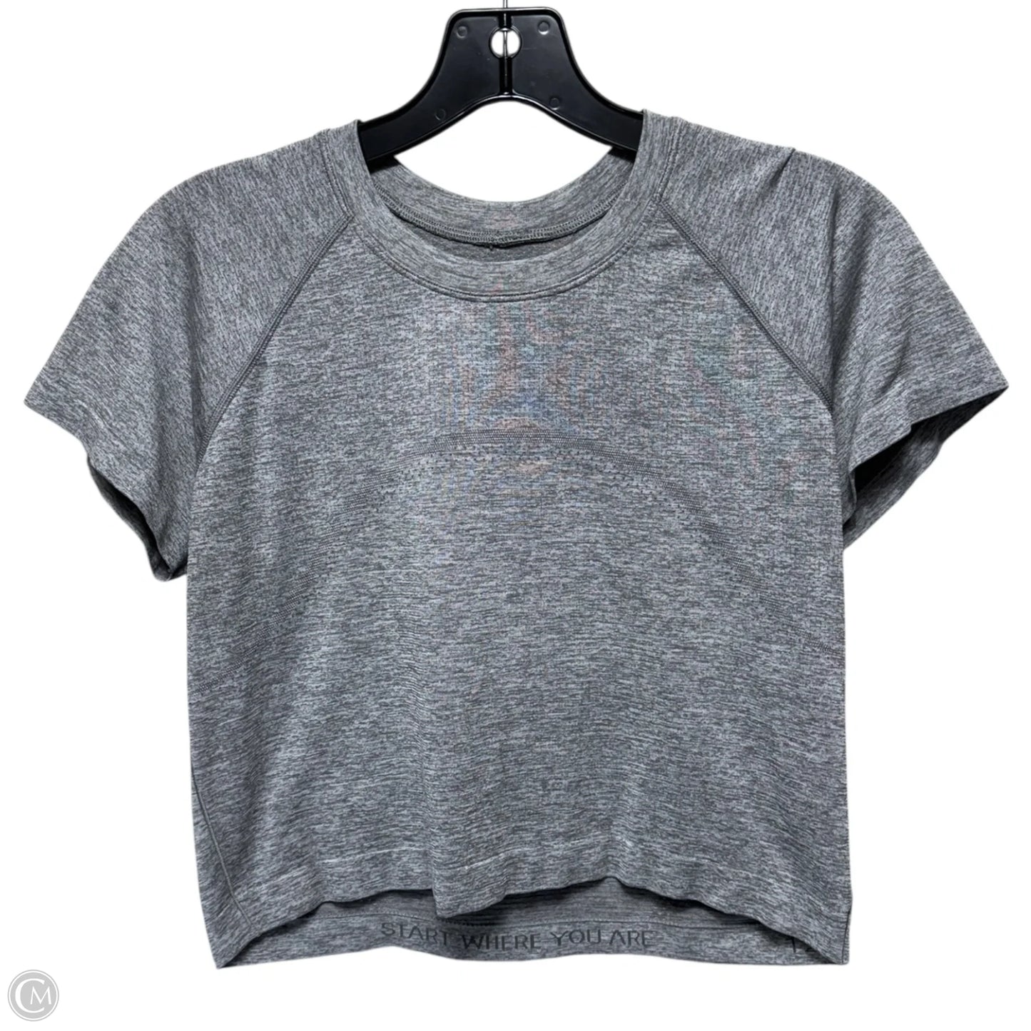 Athletic Top Short Sleeve By Lululemon In Grey, Size: 12