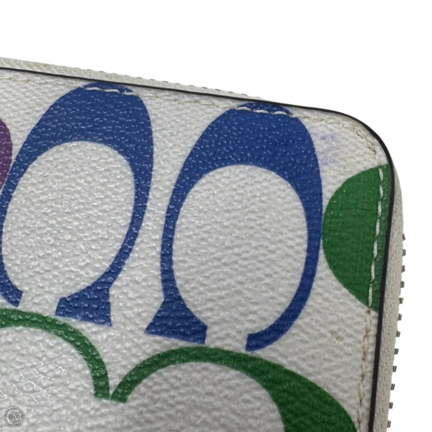 Rainbow Signature Zip Around Wristlet Designer By Coach, Size: Medium