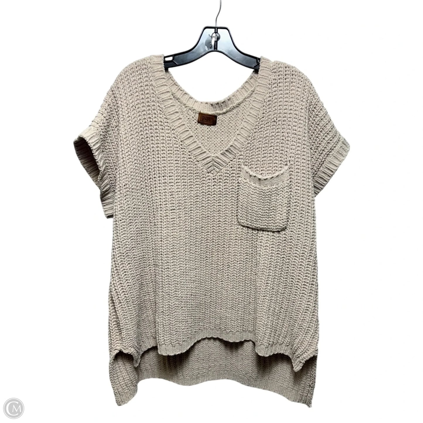 Sweater Short Sleeve By Pol In Cream, Size: S