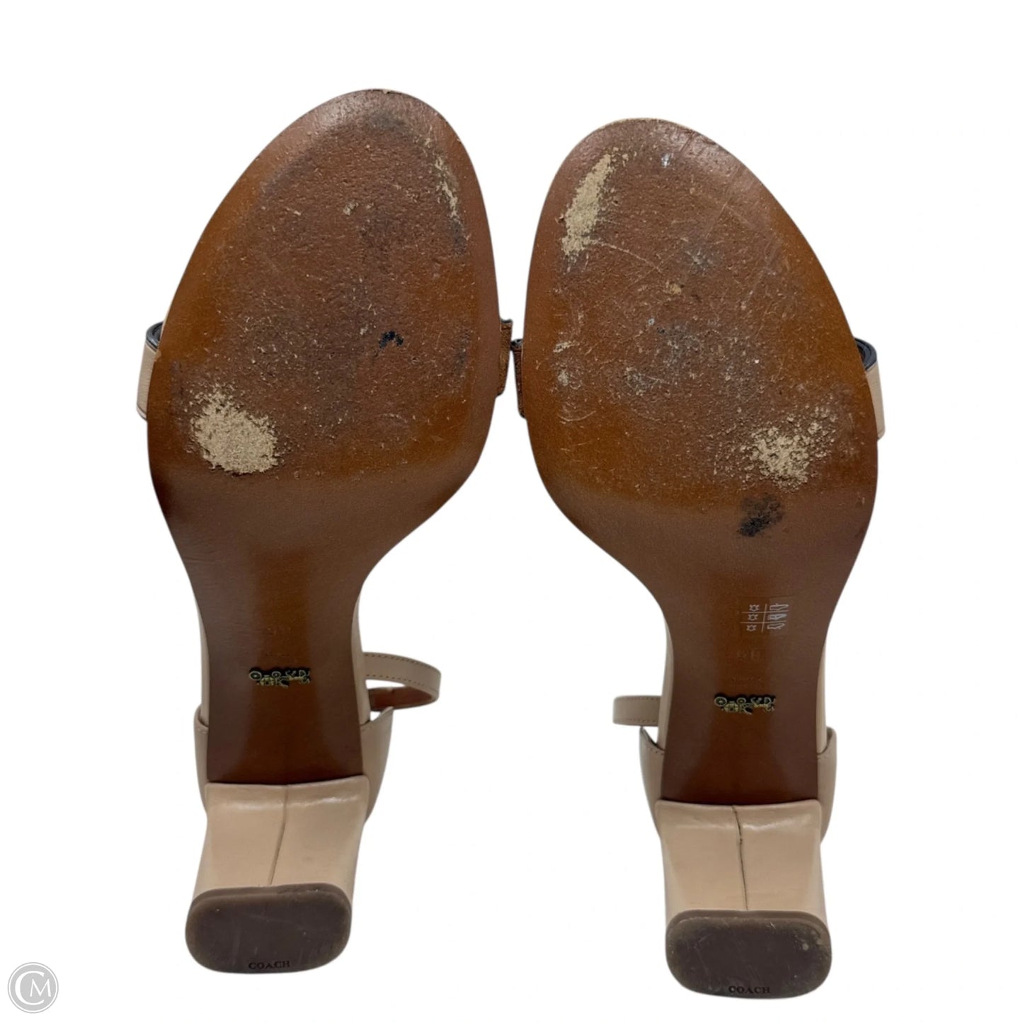 Heel Sandal With Coach Link Designer By Coach In Tan, Size: 8.5