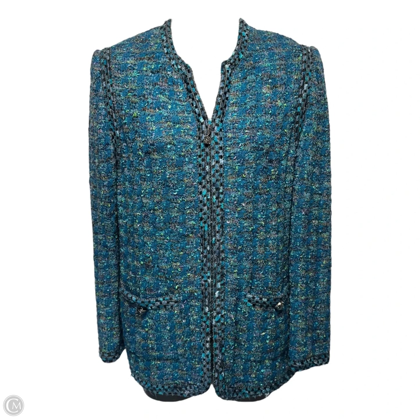 Jacket Luxury Designer By St John Collection In Blue, Size: 8