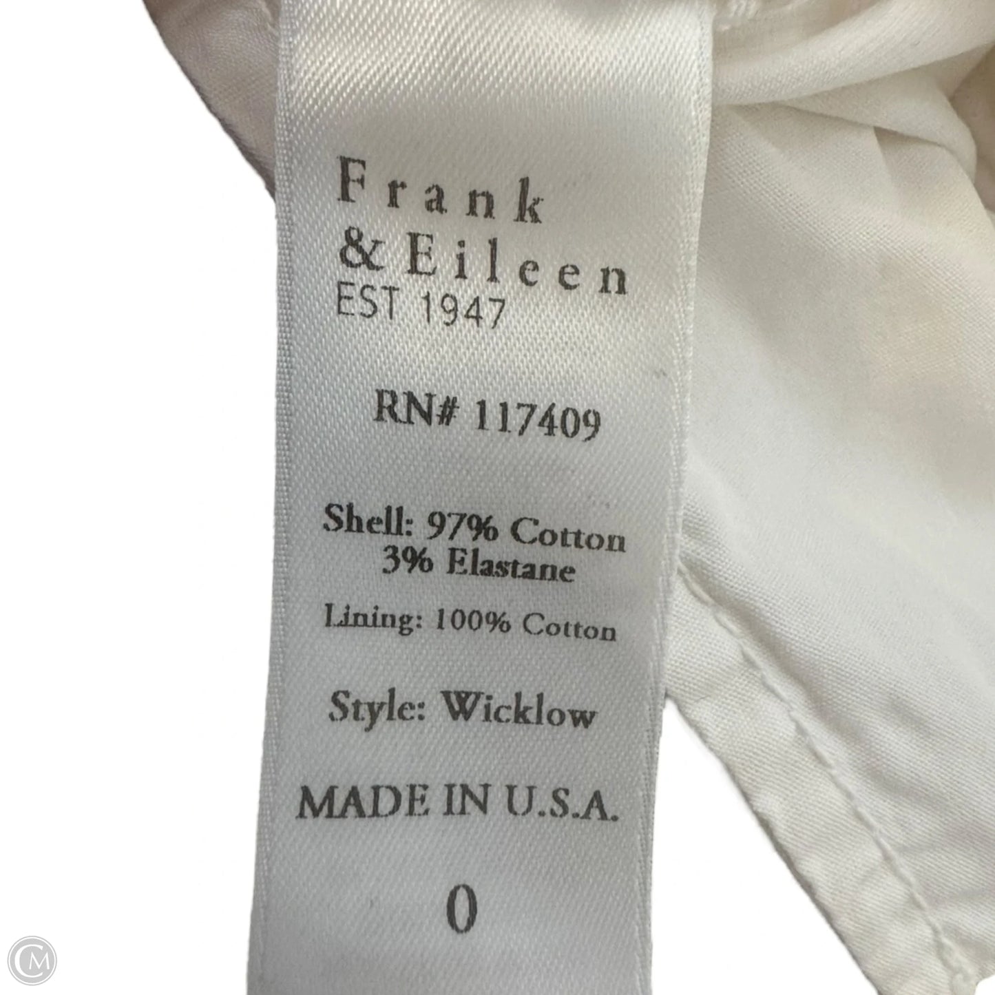 Wicklow Pants Chinos & Khakis By Frank And Eileen In Cream, Size: 0