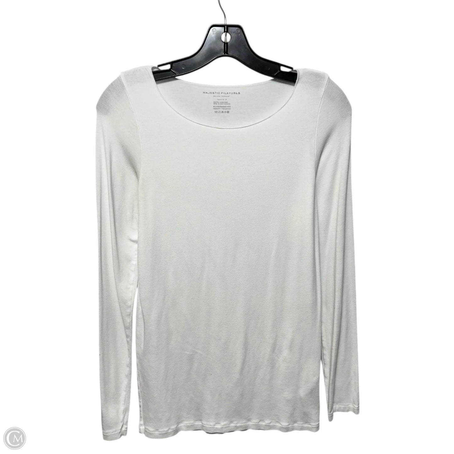Top Long Sleeve By Majestic Filatures In White, Size: M