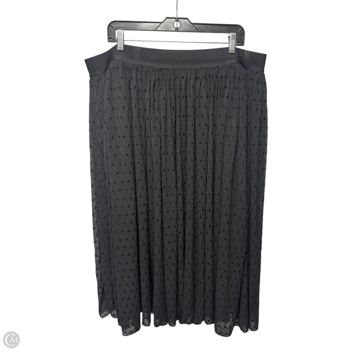 Flocked Polka Dot Skirt Midi By Torrid In Black, Size: 3x