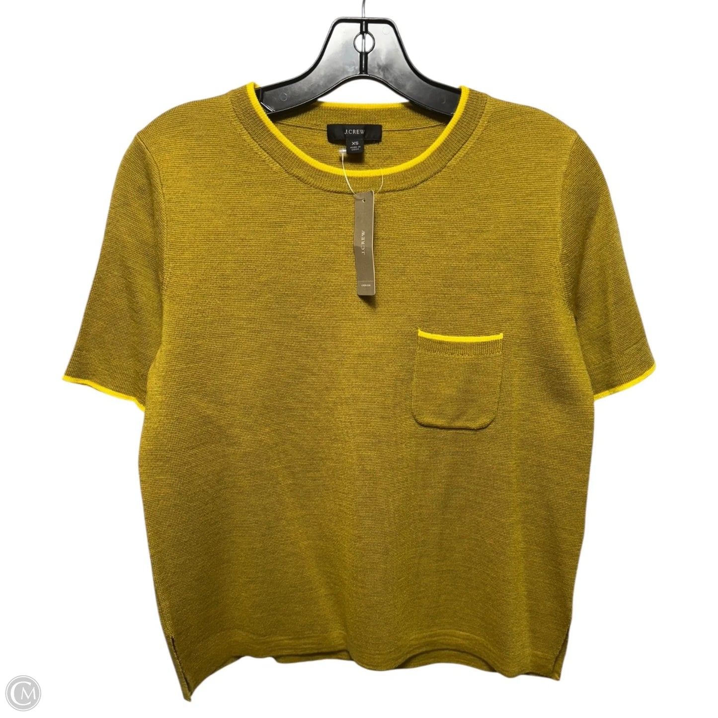 Merino Wool Sweater Short Sleeve By J. Crew In Gold, Size: Xs