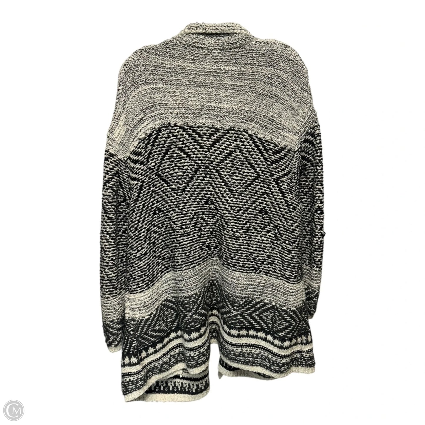 Willow Fair Isle Fringe Cardigan Sweater By J. Jill In Black & Cream, Size: 1X