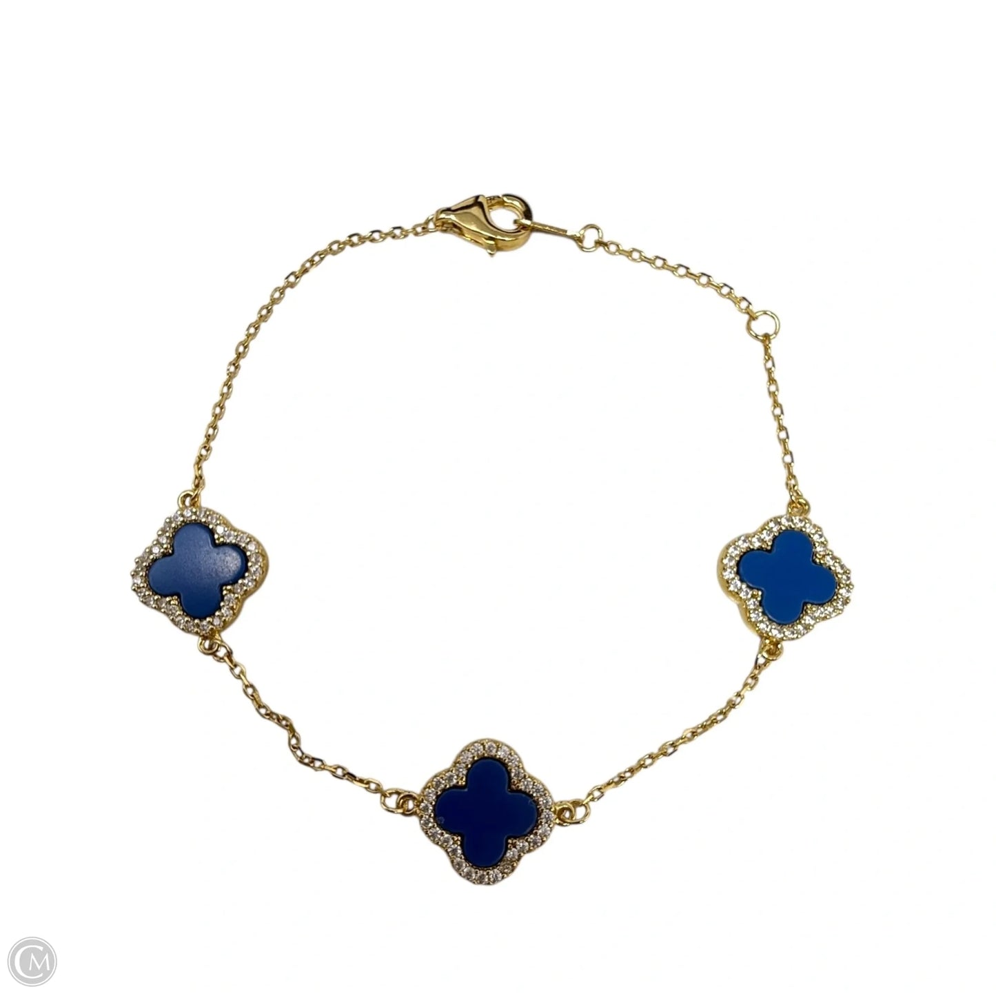 3 Pavé Clover Gold Over Sterling Silver Bracelet