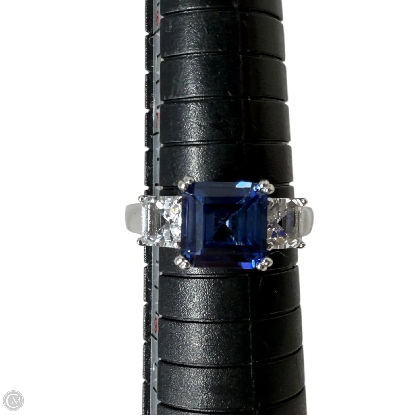 Sterling Silver Blue & Clear Stone Ring, Size: 8