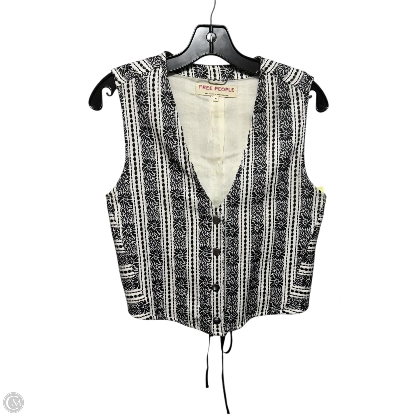 Embroidered Corset Back Vest By Free People In Black & Cream, Size: M