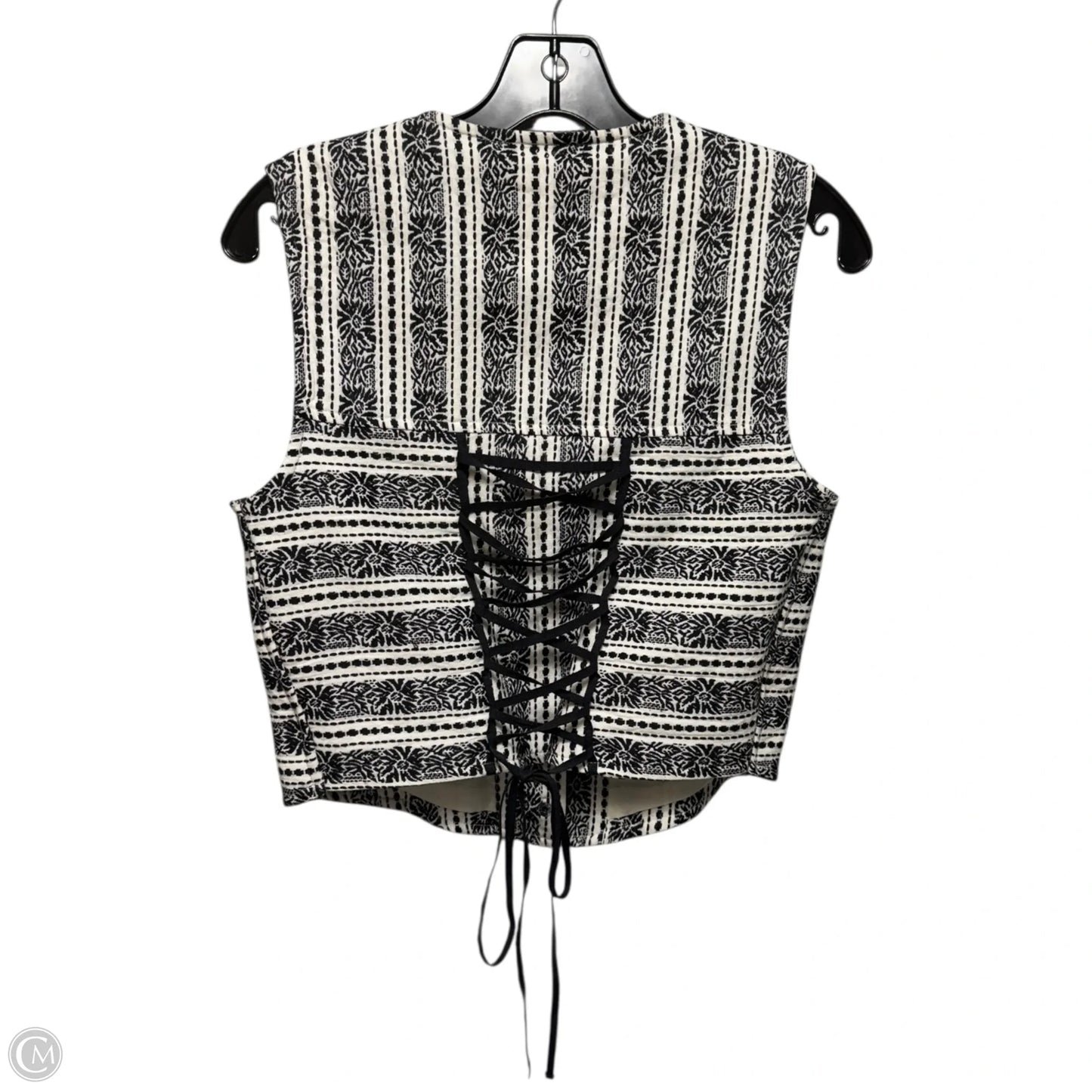 Embroidered Corset Back Vest By Free People In Black & Cream, Size: M