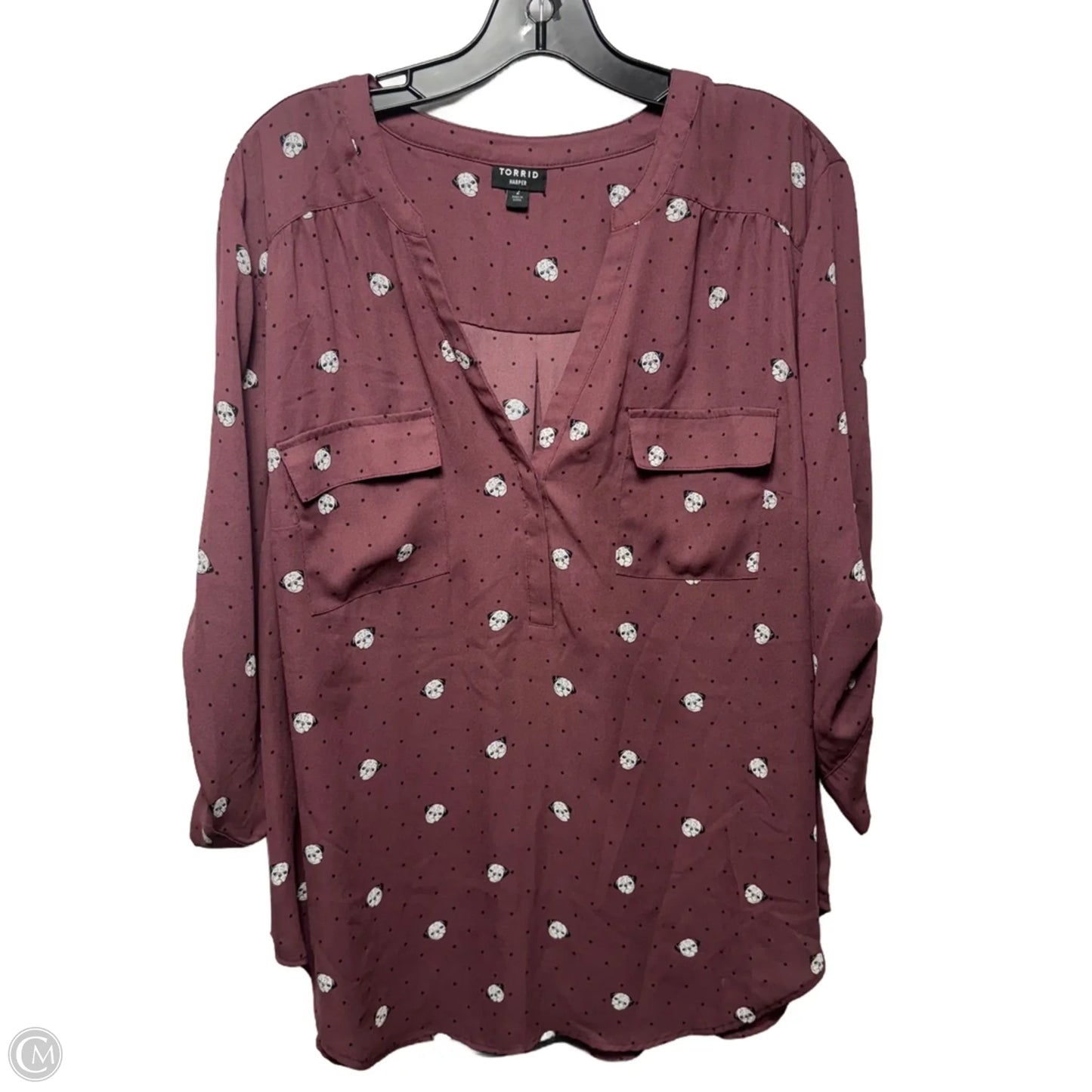 Harper Pug Top Long Sleeve By Torrid In Animal Print, Size: 2x
