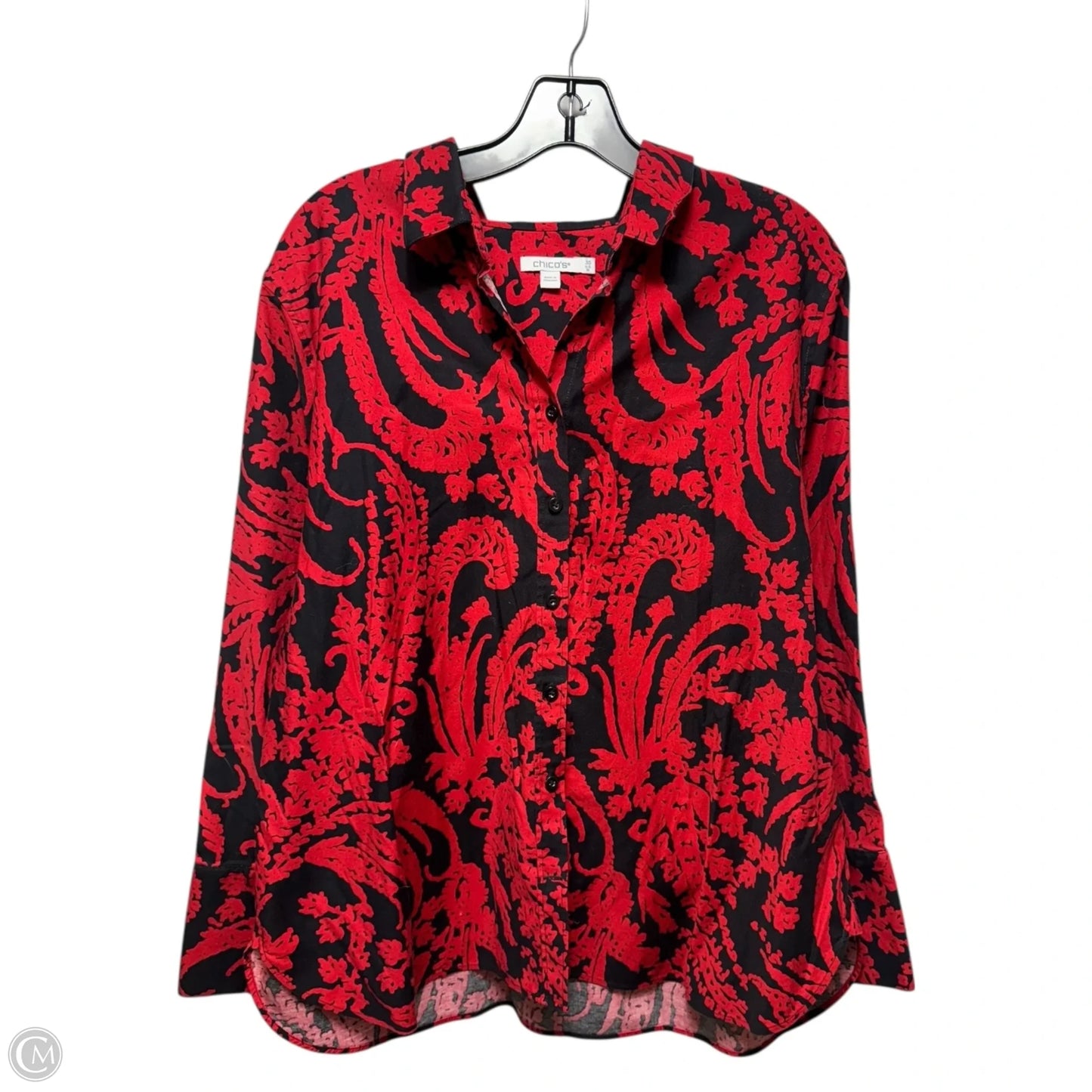 Top Long Sleeve By Chicos In Blue & Red, Size: 18