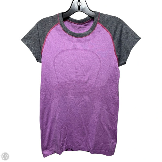Athletic Top Short Sleeve By Lululemon In Grey & Purple, Size: 8