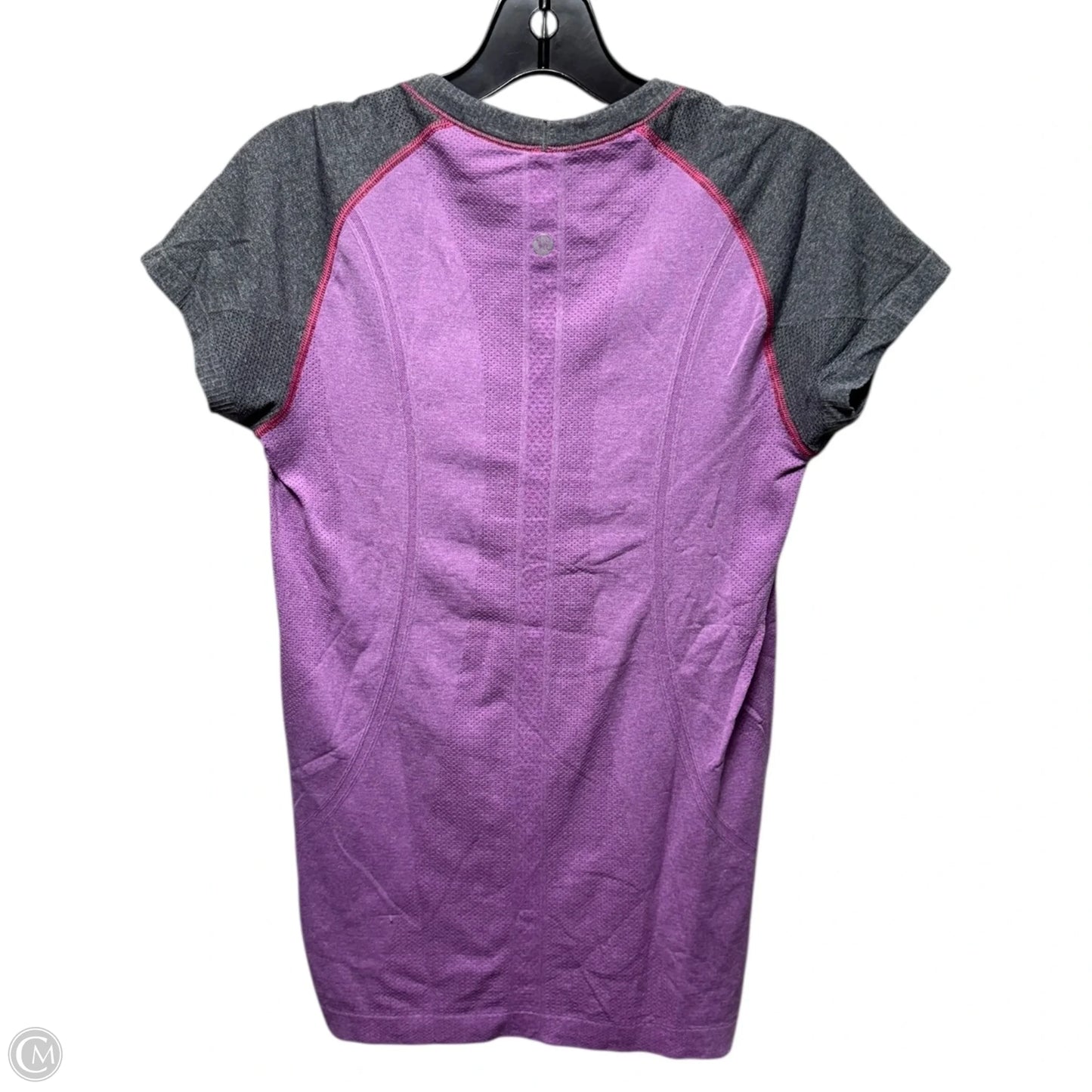 Athletic Top Short Sleeve By Lululemon In Grey & Purple, Size: 8