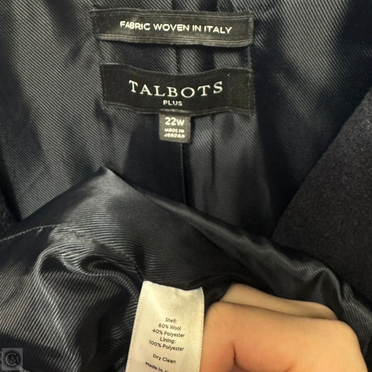 Blazer Wool Blend By Talbots In Navy, Size: 22