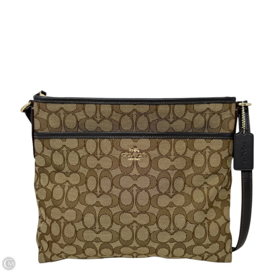 Signature Jacquard File Crossbody Designer By Coach, Size: Medium