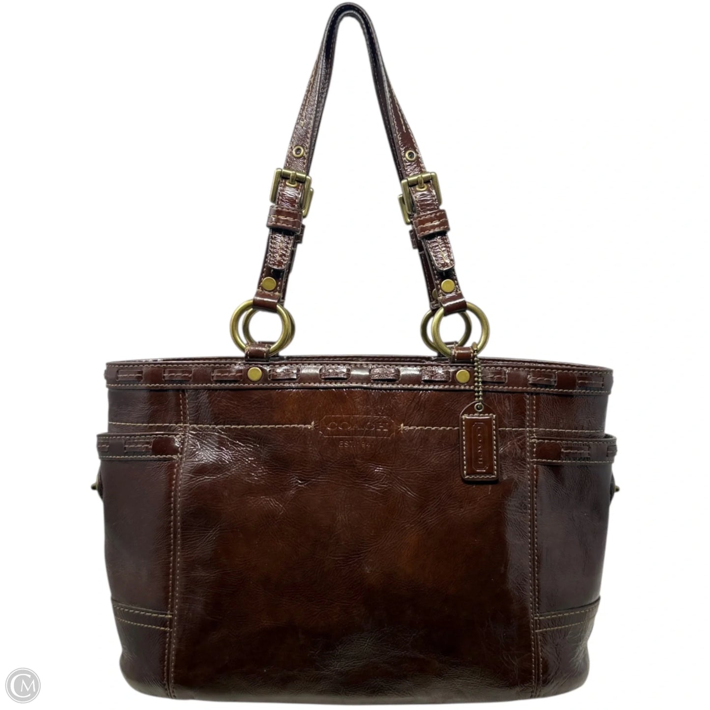 Vintage Gallery Laced Patent Tote Designer By Coach, Size: Medium