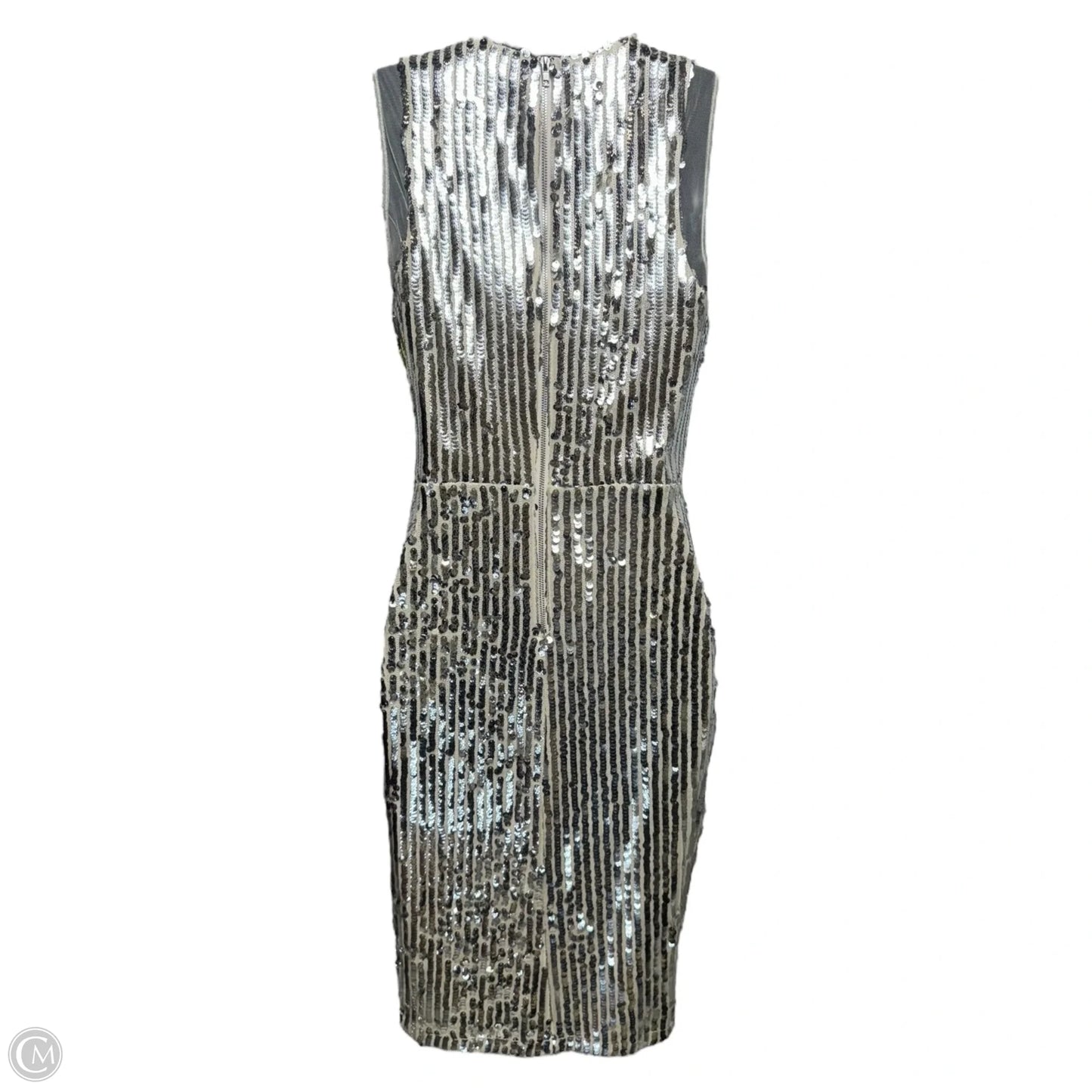 Alexis Sequin Mesh Trim Dress Party Midi By Gianni Bini In Silver, Size: XS