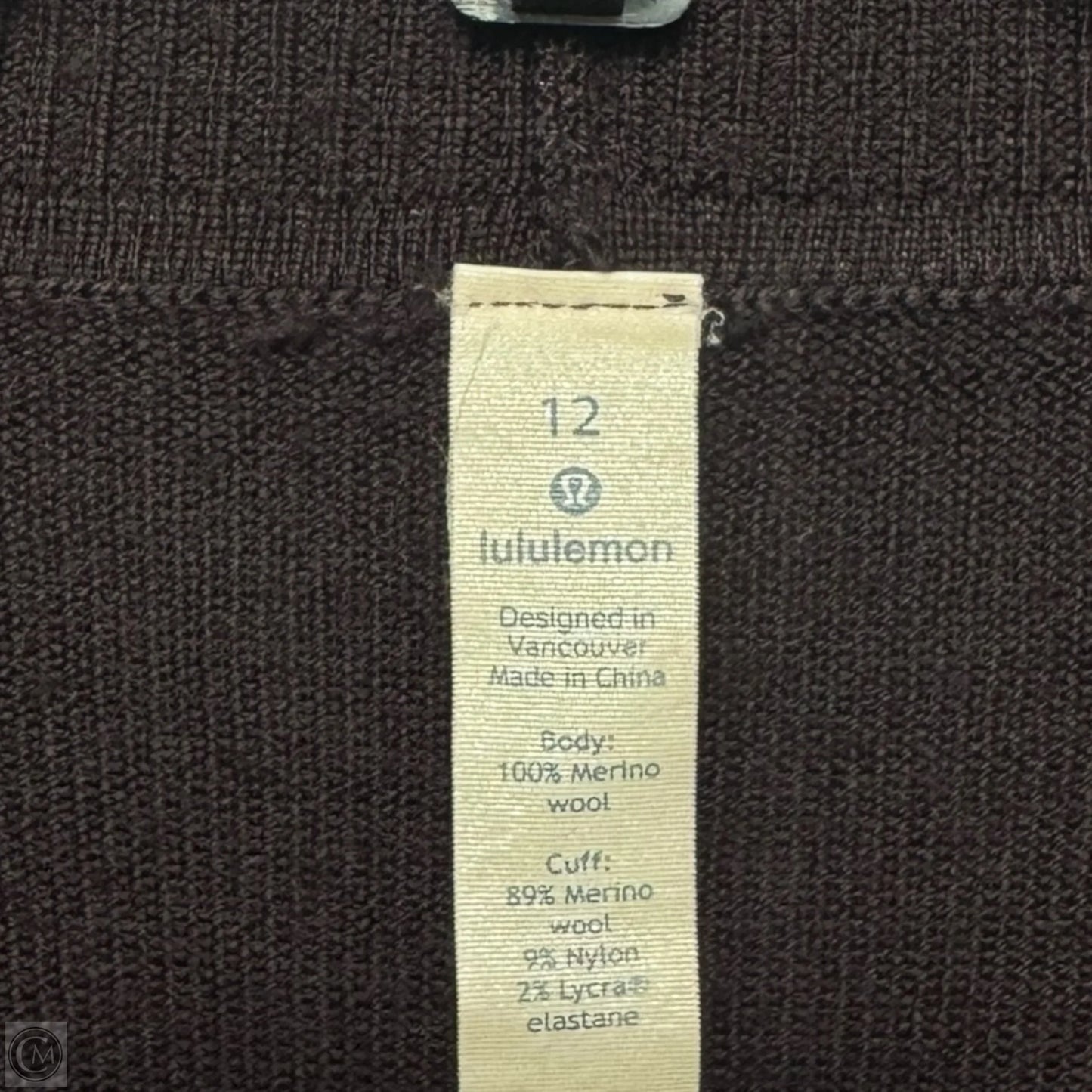 Sweater Cardigan By Lululemon In Maroon, Size: 12