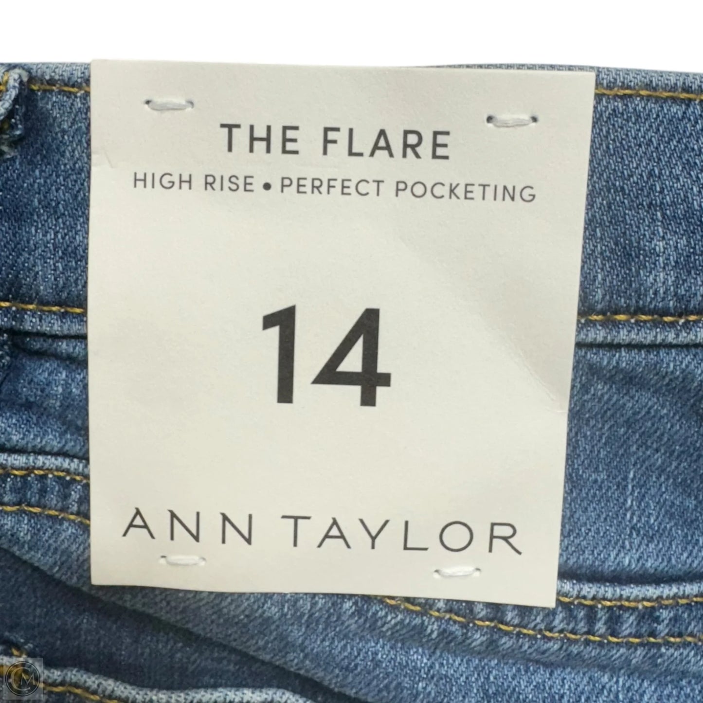 The Flare High Rise Perfect Pocketing Jeans By Ann Taylor In Blue Denim, Size: 14